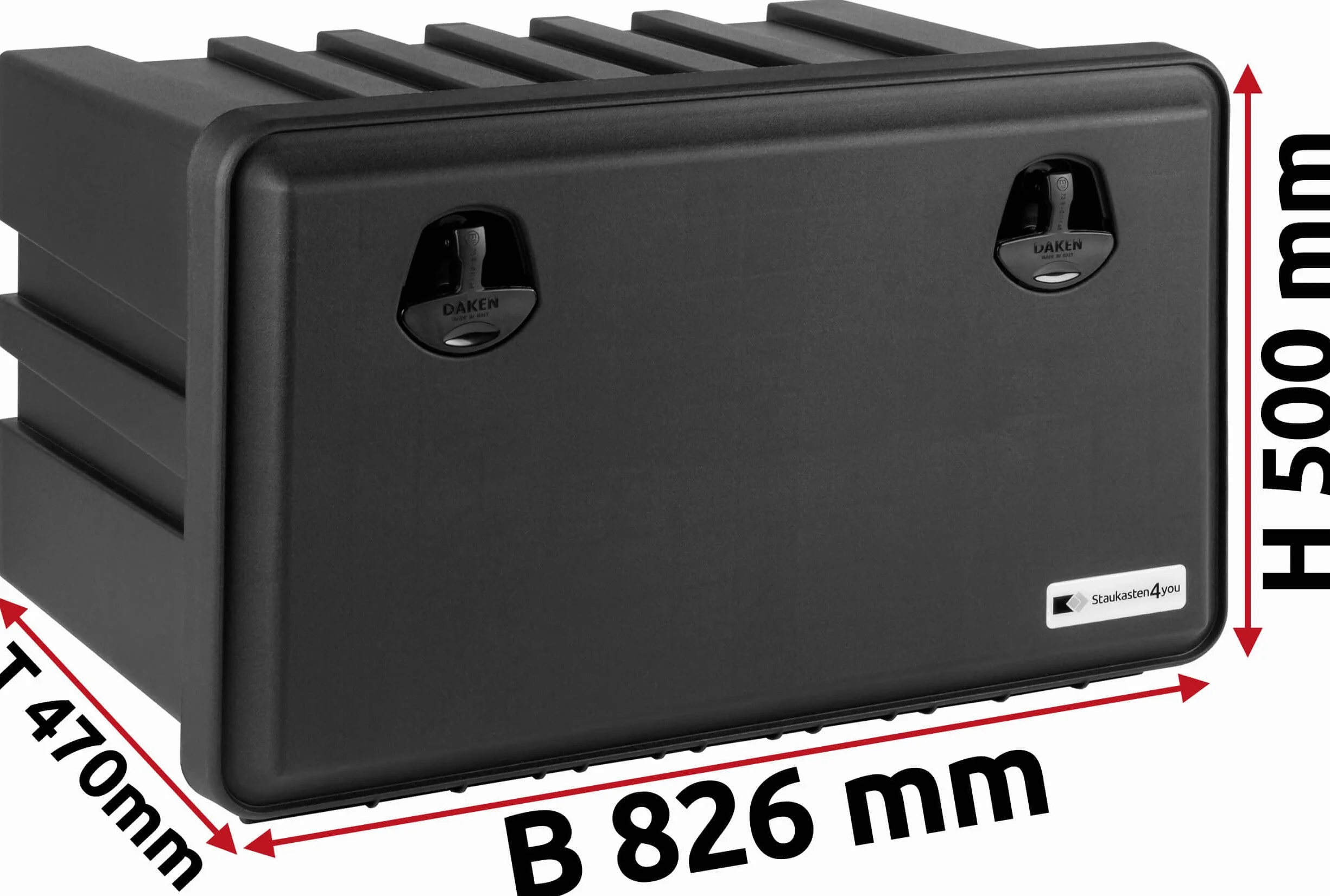 Skrzynka magazynowa do ciężarówek z tworzywa sztucznego 826 x 500 x 470 mm, 127 l, skrzynka narzędziowa, skrzynka magazynowa, 127 l, skrzynka podwoziowa do pojazdów użytkowych, przyczepa, skrzynka