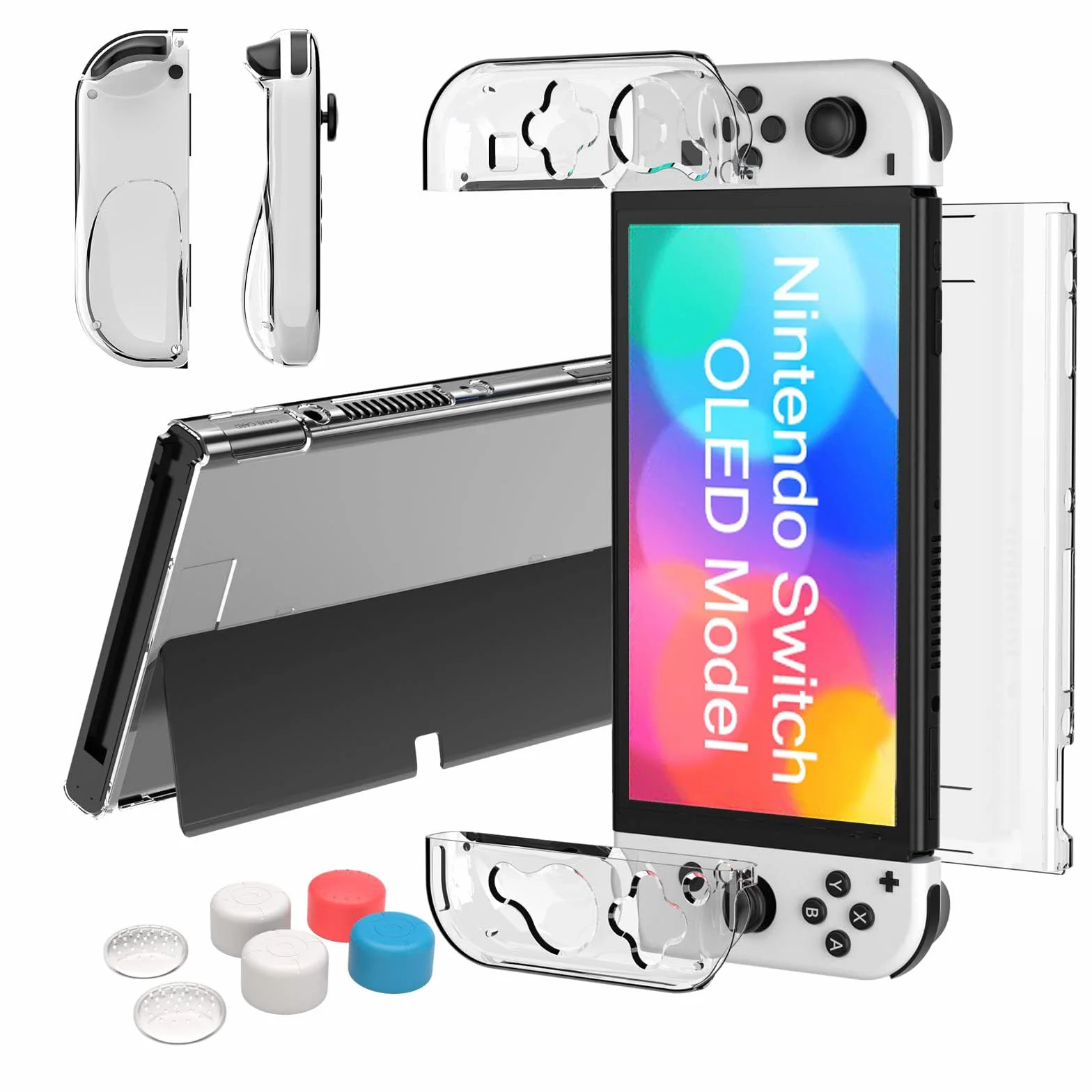 Teyomi osłona ochronna do Nintendo Switch OLED 2021, przezroczysta, miękka osłona Joycon TPU, twarda obudowa poliwęglan