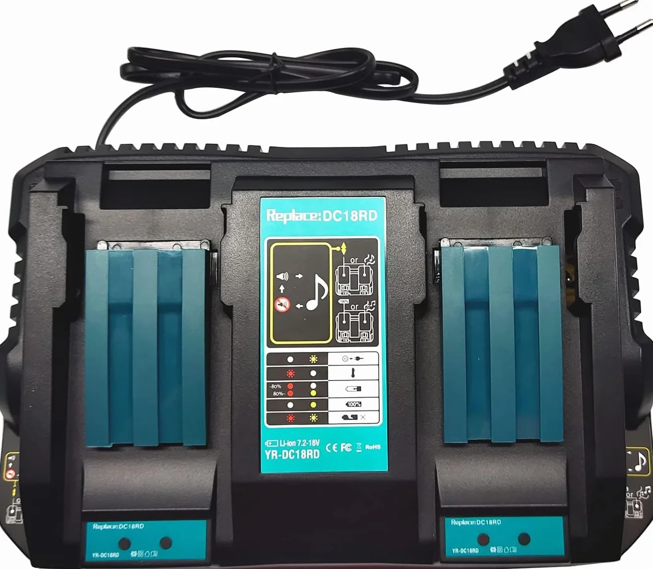 Zamiennik do akumulatora Makita 18 V z ładowarką, 3 x akumulatory BL1850B (5000 mAh / 5,0 Ah) szybka ładowarka Double Port DC18RD DC18RC DC18SF DC18RF do ładowarki i akumulatorów Makita 18 V
