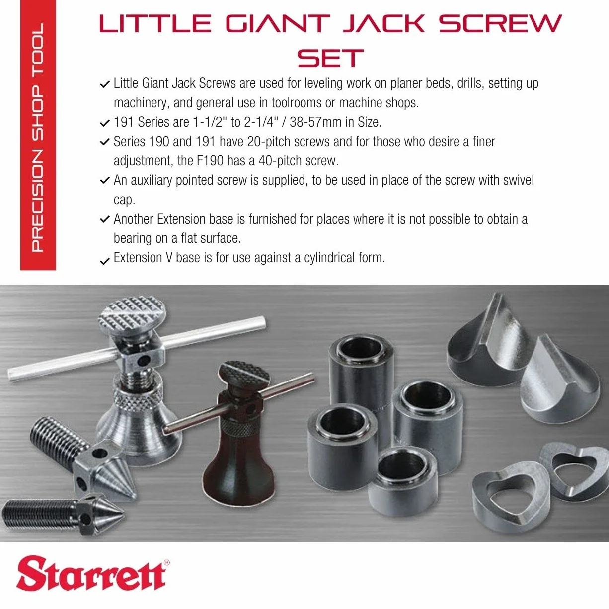 Starrett S191 małe śruby olbrzymie wkręty kompletny zestaw ze wszystkimi mocowaniami, rozmiar 3,5 - 6,5 cm