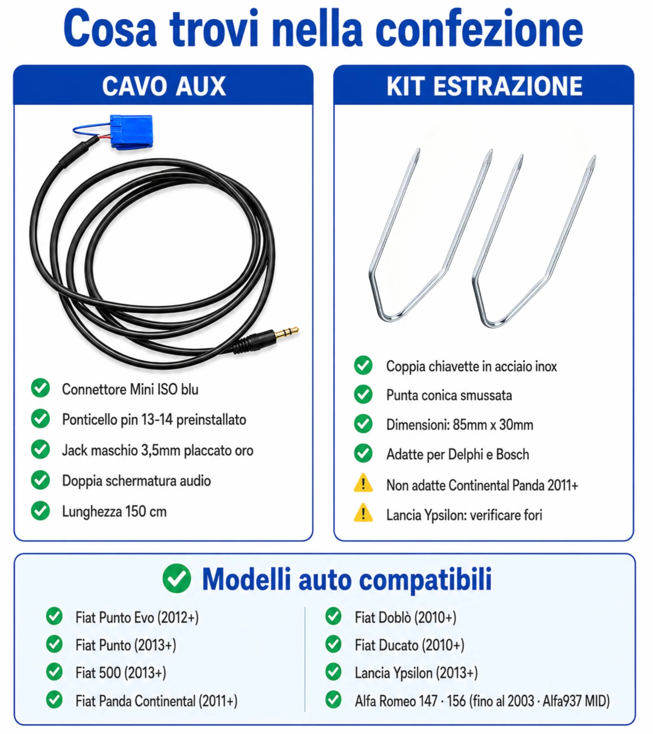 Zestaw do radia samochodowego BOSCH DELPHI Fiat 500 Grande Punto EVO Panda Lancia Y Alfa 147