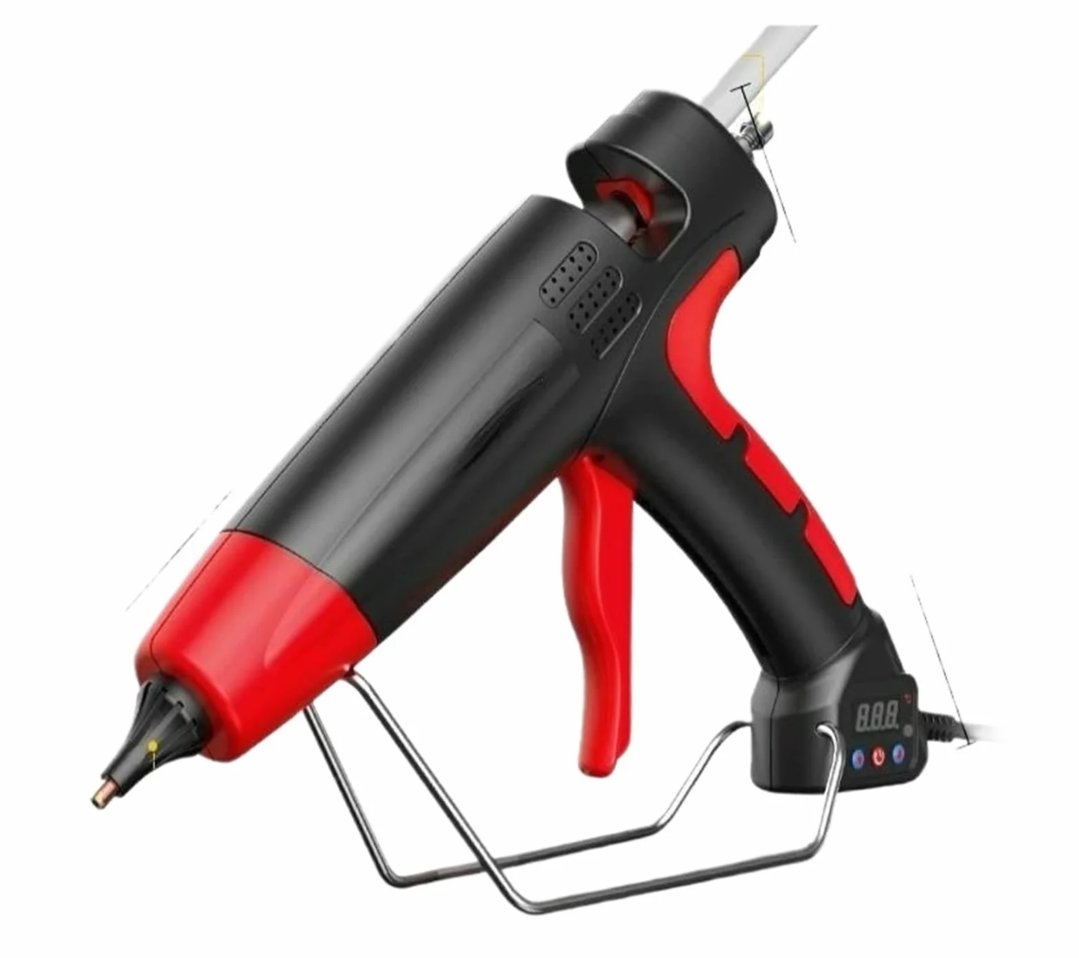 Pistolet do klejenia na gorąco, pistolet do topienia, pistolet do topienia kleju, 800 W, profesjonalny pistolet do klejenia na gorąco, cyfrowa regulowana temperatura, miedziana dysza 11 mm, klej w