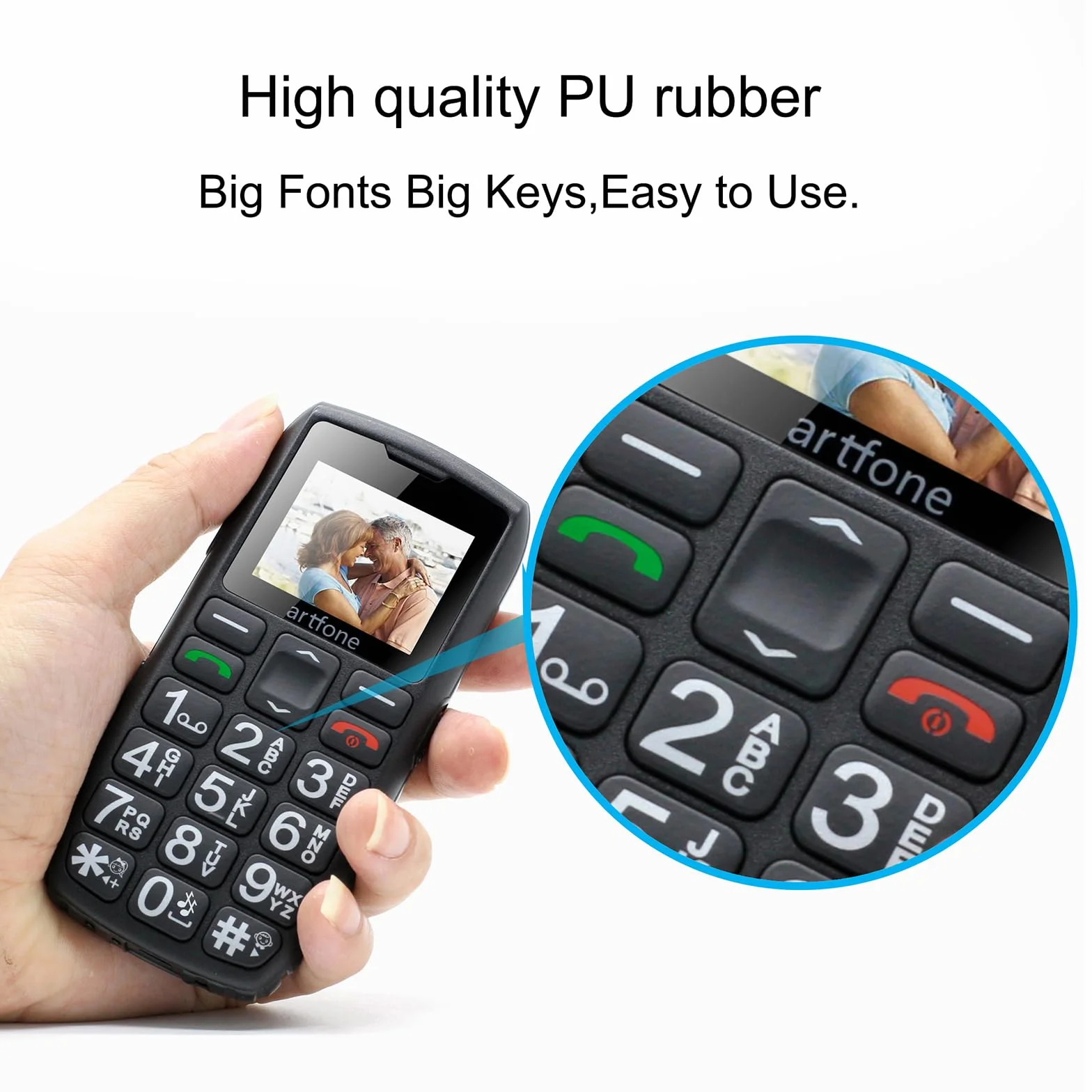 artfone Starszy telefon komórkowy z dużymi przyciskami, LTE telefony dla osób starszych, funkcja SOS, wysoka głośność, bateria 1400 mAh, podstawa ładująca z USB C1 4G, czarny