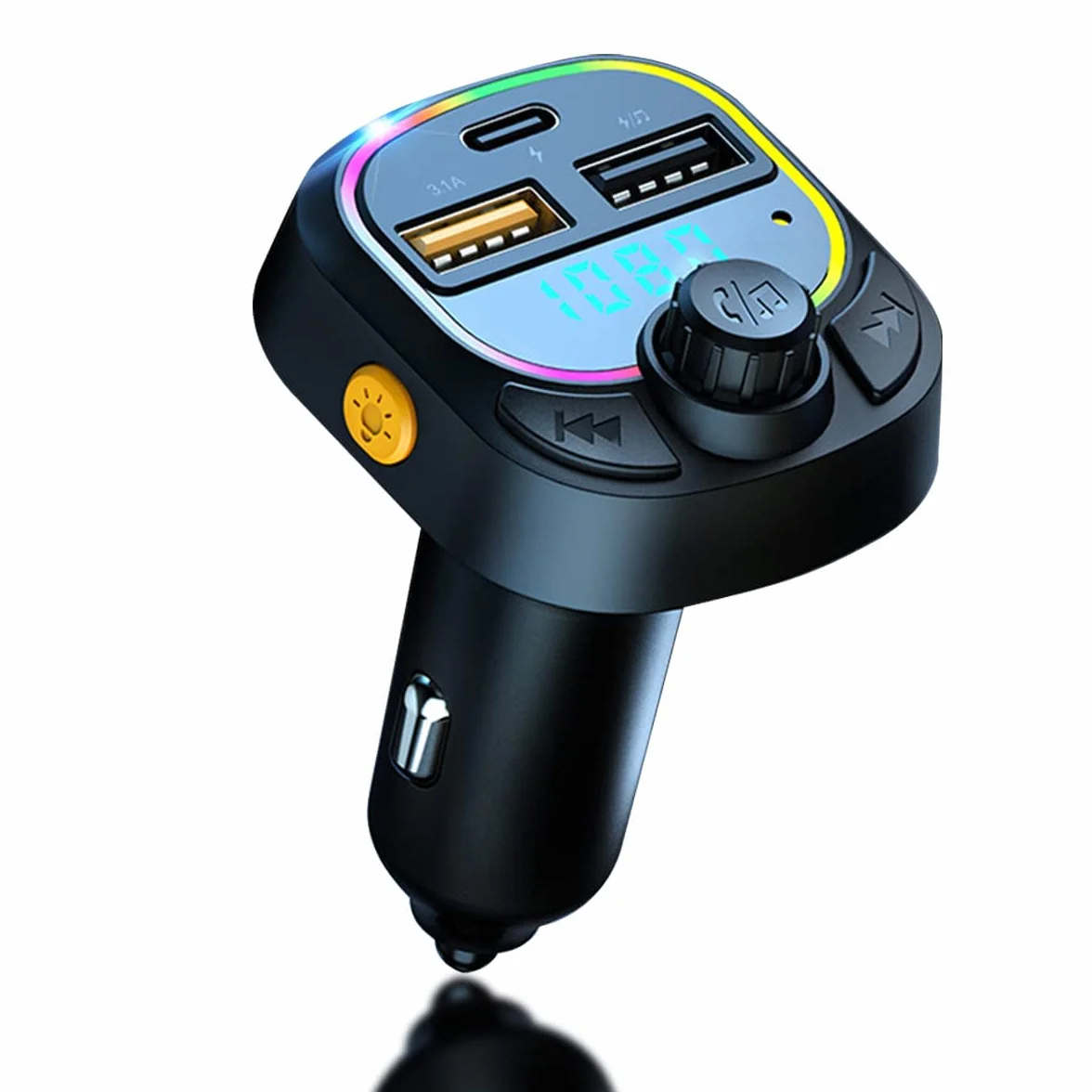Adapter samochodowy Bluetooth 5.0 FM z QC3.0 Type-C 5V/3.1A