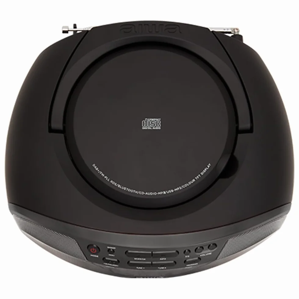 Aiwa BBTU-500DAB/BK przenośne radio CD Dab+ Bluetooth 5.0 kolorowy wyświetlacz 2,4" czarny