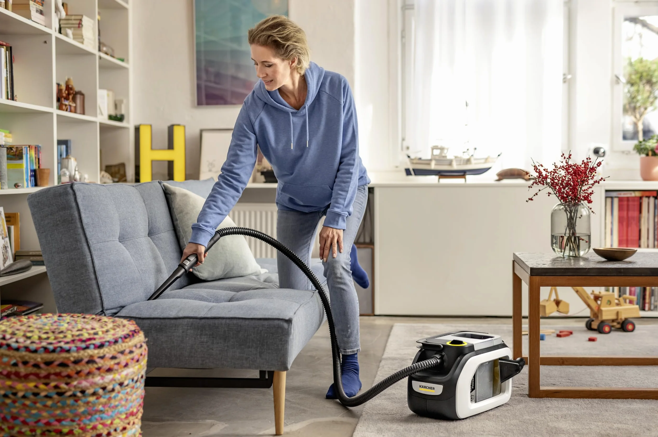 Kärcher SE 3-18 Compact Home odkurzacz piorący akumulatorowy, dodatkowa ssawka do mycia i czyszczenia tapicerki, szerokość robocza 75 mm, funkcja płukania, czyszczenie samochodu, bez akumulatora
