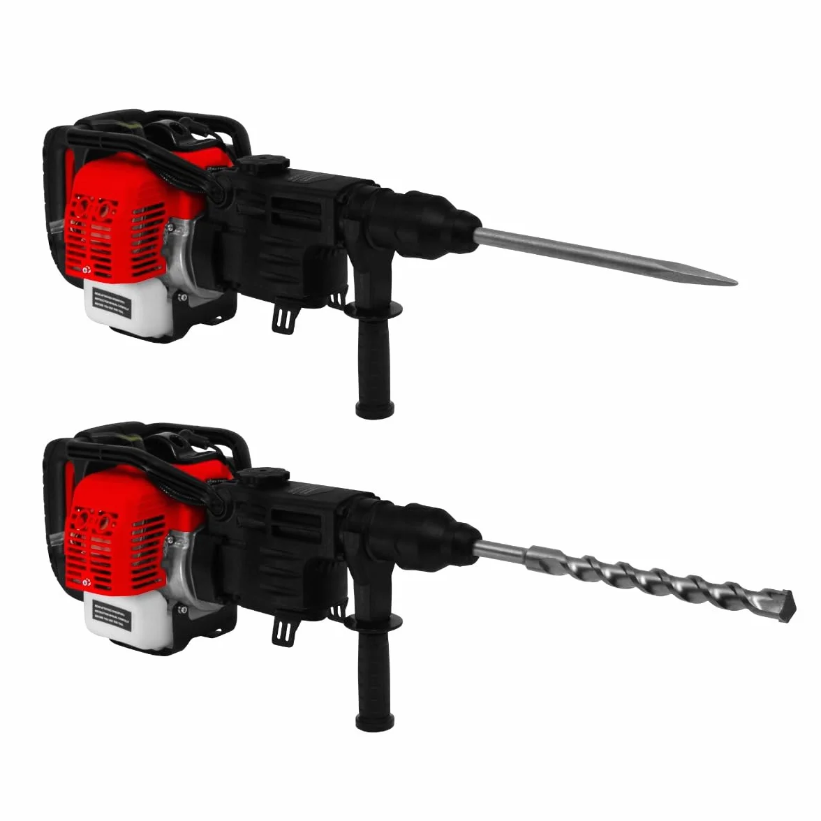 T-Mech Wiertarka udarowa napędzana benzyną 2-suwowa 1 kW obrotowy wyłącznik dłutowanie rozbiórka młotek udarowy 37,7 cm³/zestaw narzędzi i tłuszcz