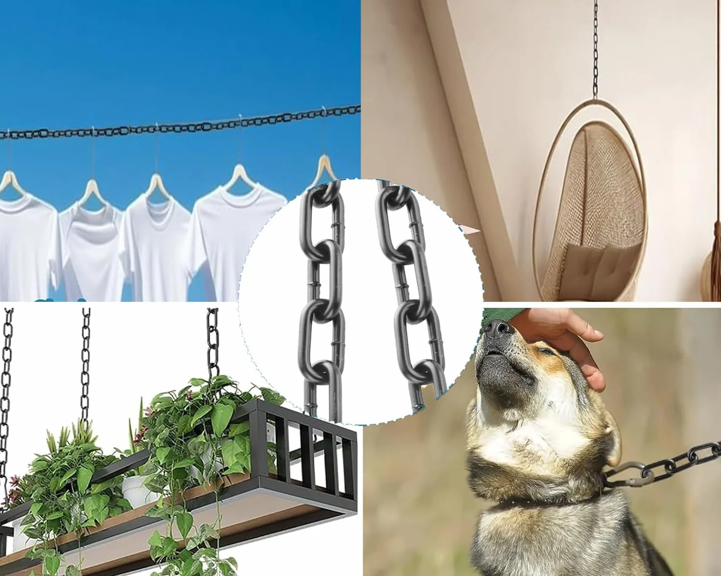 Łańcuch czarny 11 m 3 mm, łańcuch bezpieczeństwa do zawieszenia ogrodzenia, łańcuch na huśtawkę, łańcuch wiszący, łańcuch lampy, łańcuch dla psa, łańcuch obrotowy, suszenie łańcucha na pranie