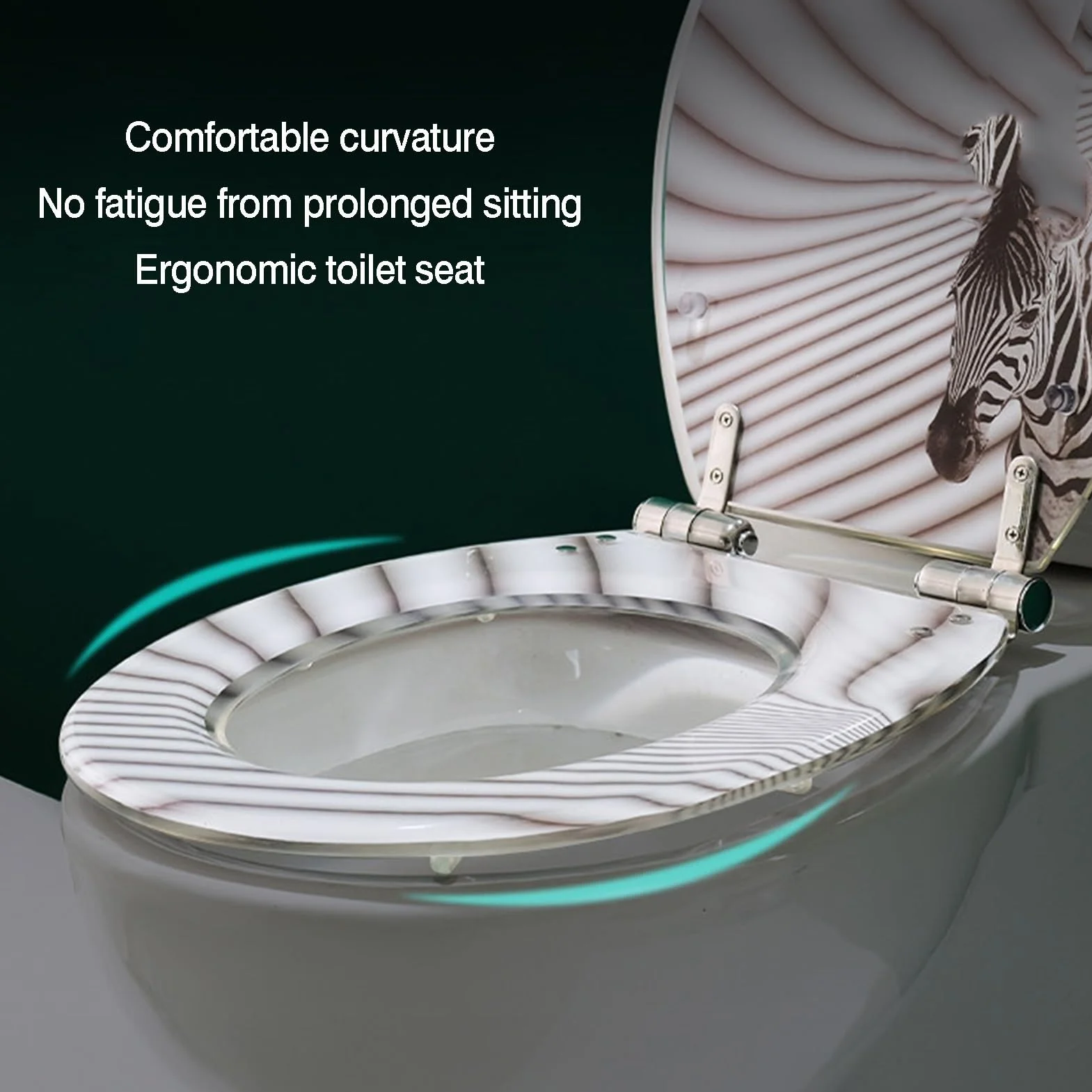 Deska sedesowa z żywicy z regulowanymi zawiasami ze stali nierdzewnej; nadaje się do toalet w kształcie O, V i U(Color2)