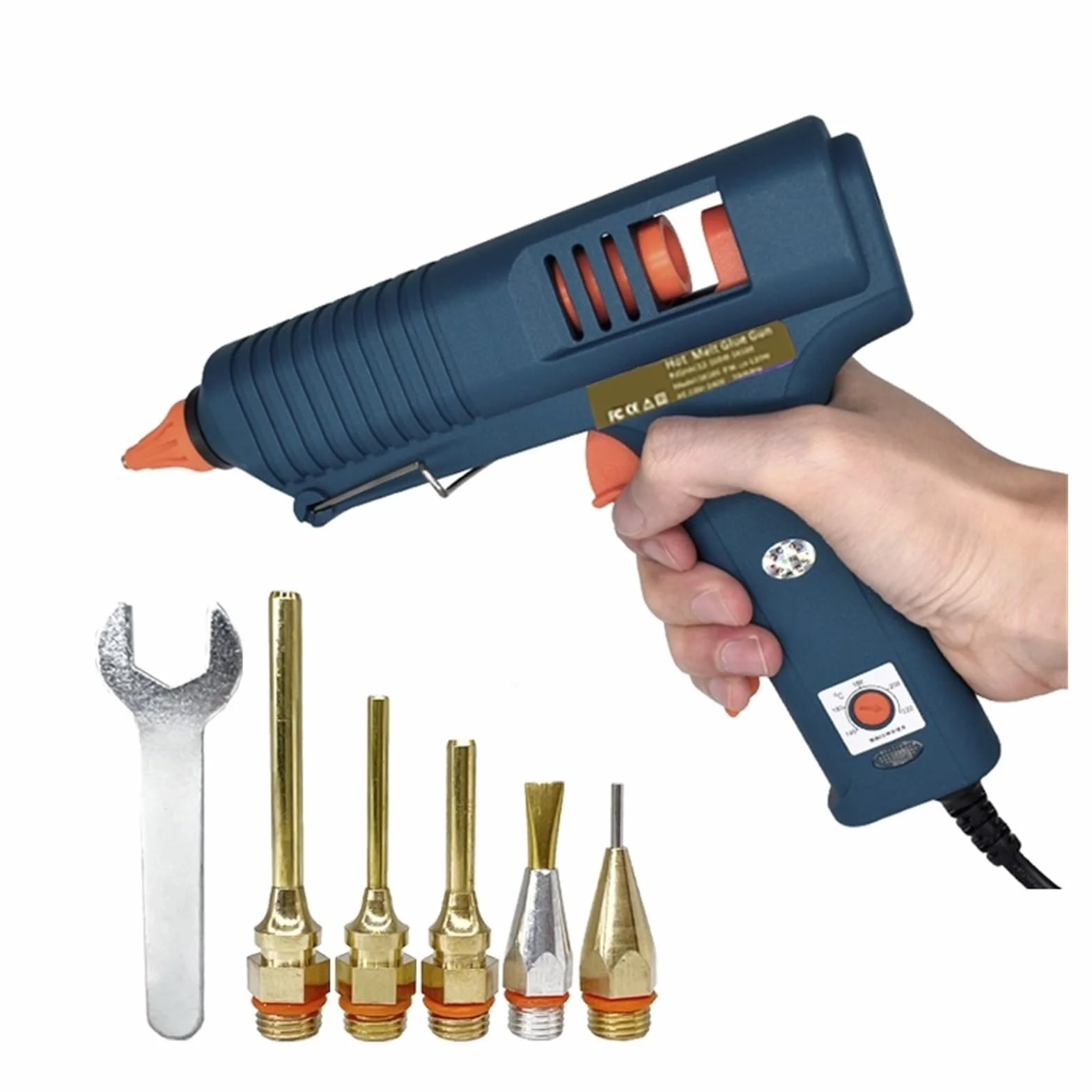 RUHEN Pistolet do klejenia na gorąco 150 W, regulowana temperatura, dysza pistoletu do kleju 11 mm, kleje w sztyfcie, profesjonalny przemysłowy pistolet do topienia, pistolet do klejenia