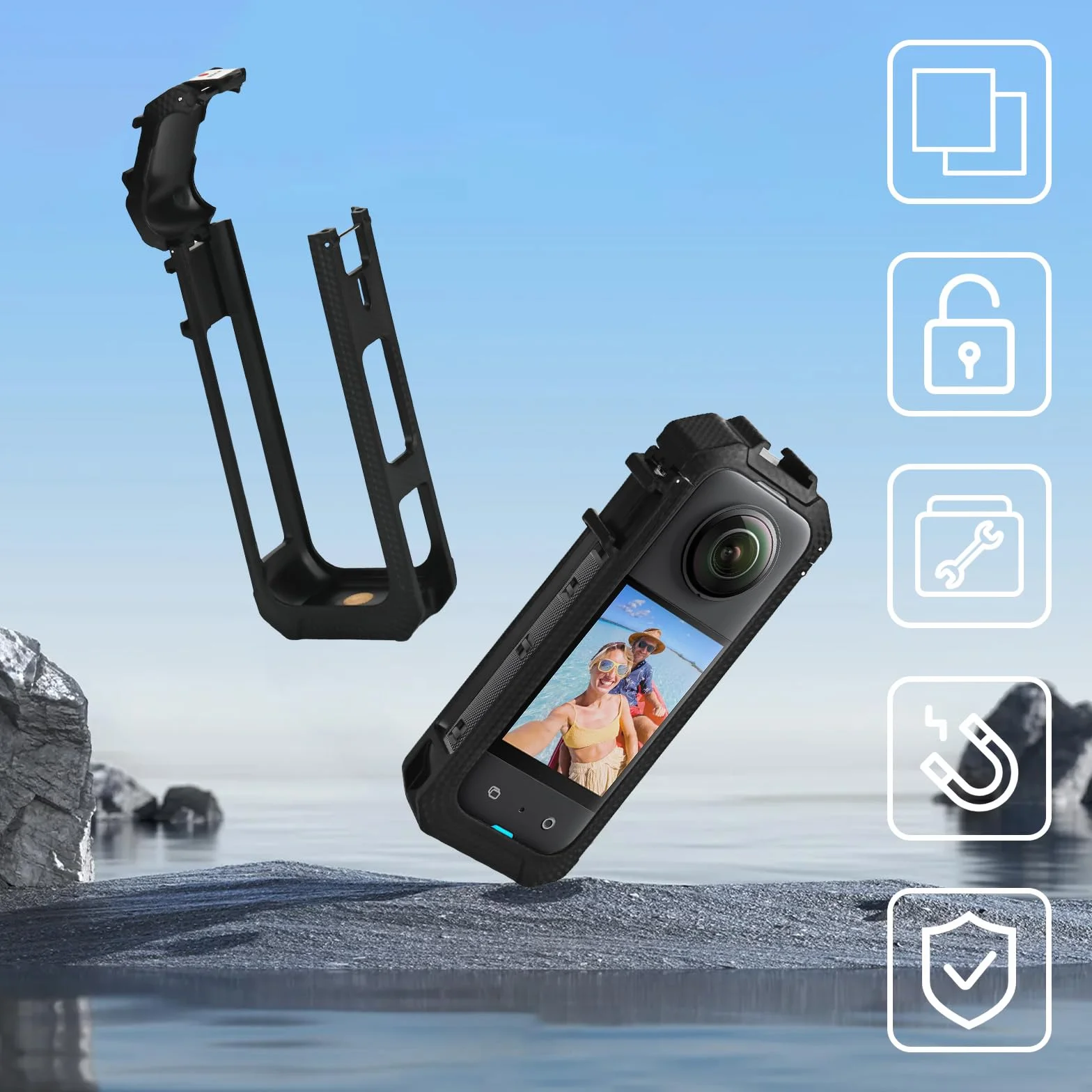 Insta360 X5 ramka ochronna magnetyczna szybkie zwalnianie plastikowa obudowa akcesoria