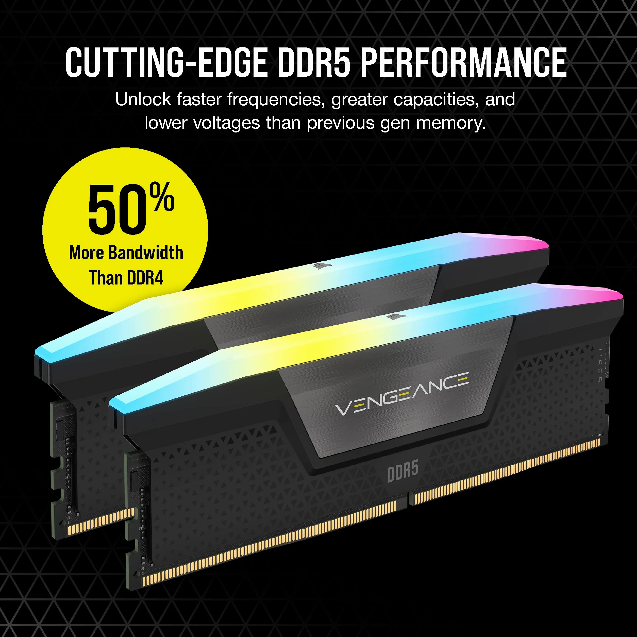 CORSAIR VENGEANCE RGB DDR5 32GB 6000MHz CL30 AMD EXPO Intel XMP iCUE Pamięć Komputerowa Szara