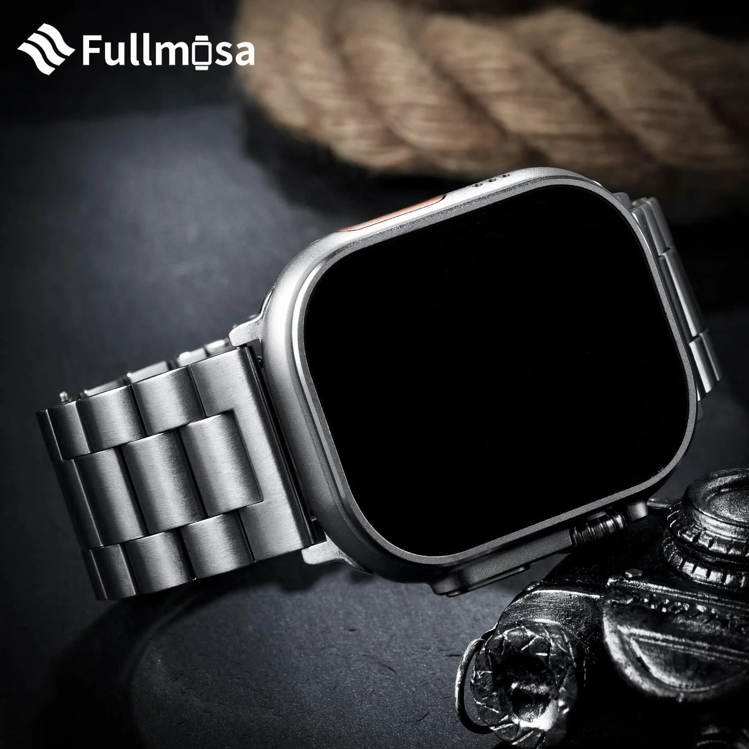 Fullmosa Metalowy pasek ze stali nierdzewnej kompatybilny z Apple Watch 42 mm, 41 mm, 40 mm, 38 mm, 44 mm, 45 mm, 46 mm, 49 mm iWatch serii 11, 10, 9, 8, 7, 6