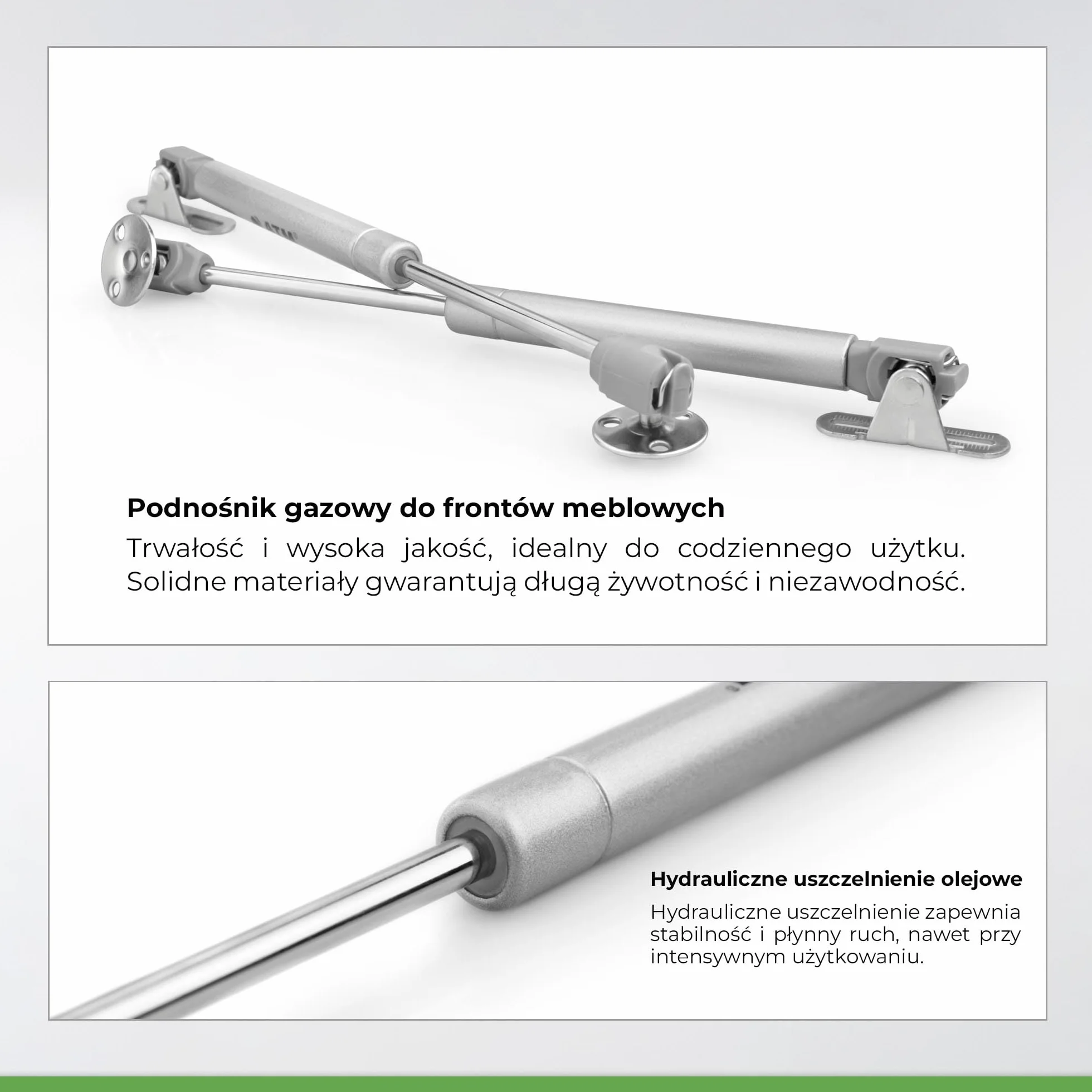ATM® Podnośnik gazowy do frontów meblowych i klap | Regulacja kąta otwarcia 80°-100° | Łatwy montaż | Płynne otwieranie | Regulacja szybkości otwarcia | Wytrzymała konstrukcja | 4 Szt. | Moc: 50N