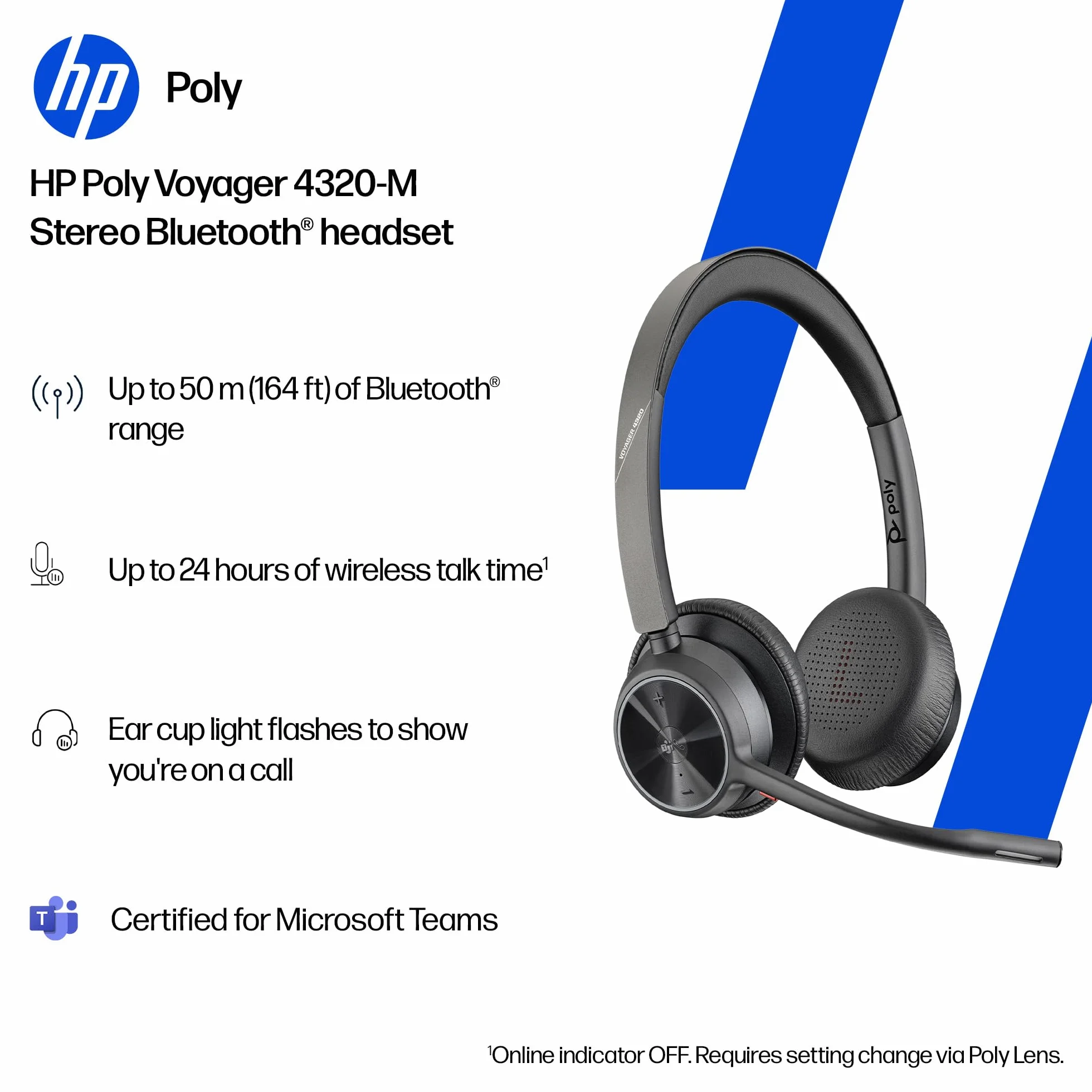 Poly Voyager 4320 UC Bezprzewodowy zestaw słuchawkowy binauralny z redukcją szumów