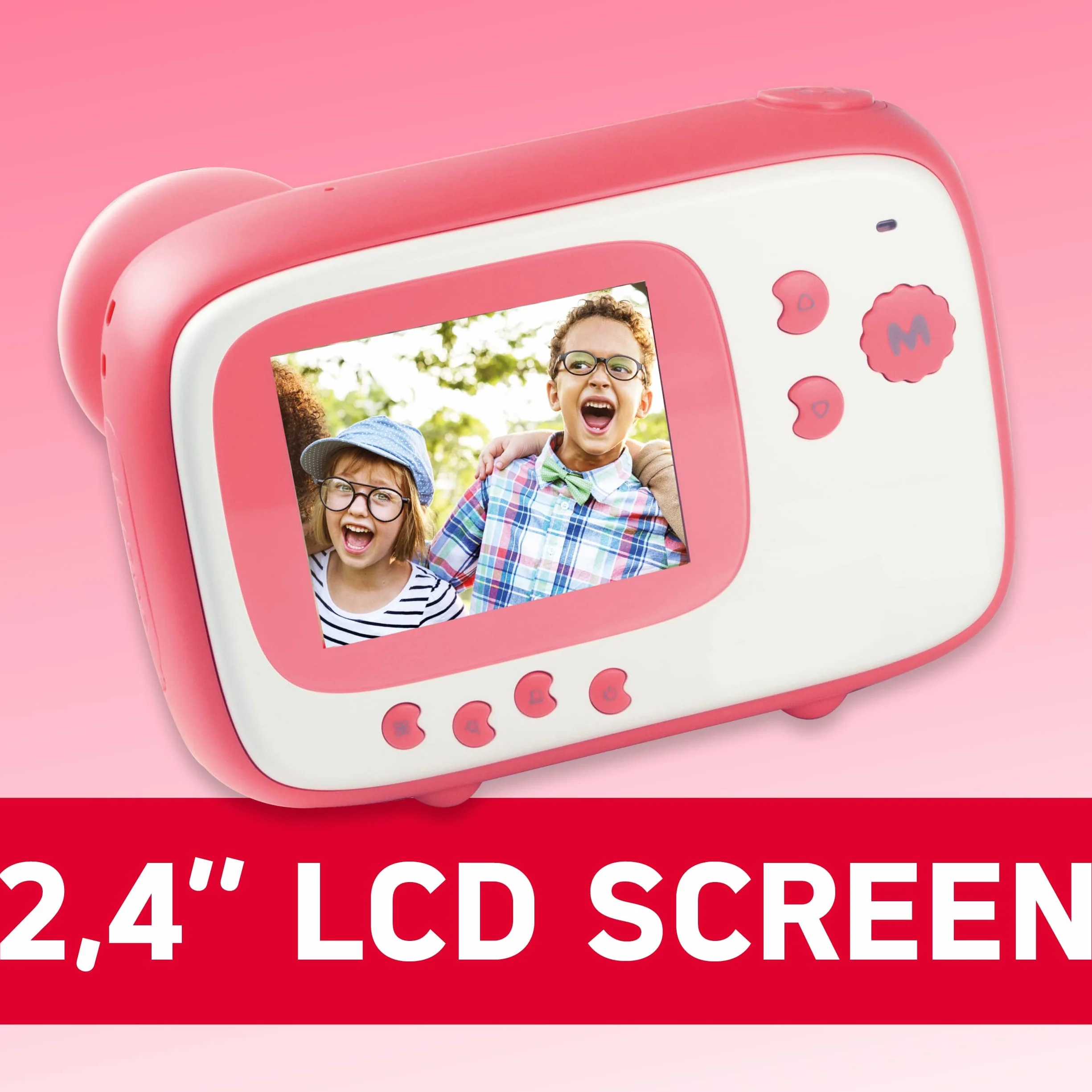 AGFA PHOTO Pakiet Realikids Instant Cam + 1 karta Micro SD 32GB - natychmiastowa kamera dla dzieci, 2,4-calowy wyświetlacz LCD, bateria litowa, lusterko do selfie i filtr fotograficzny - różowy