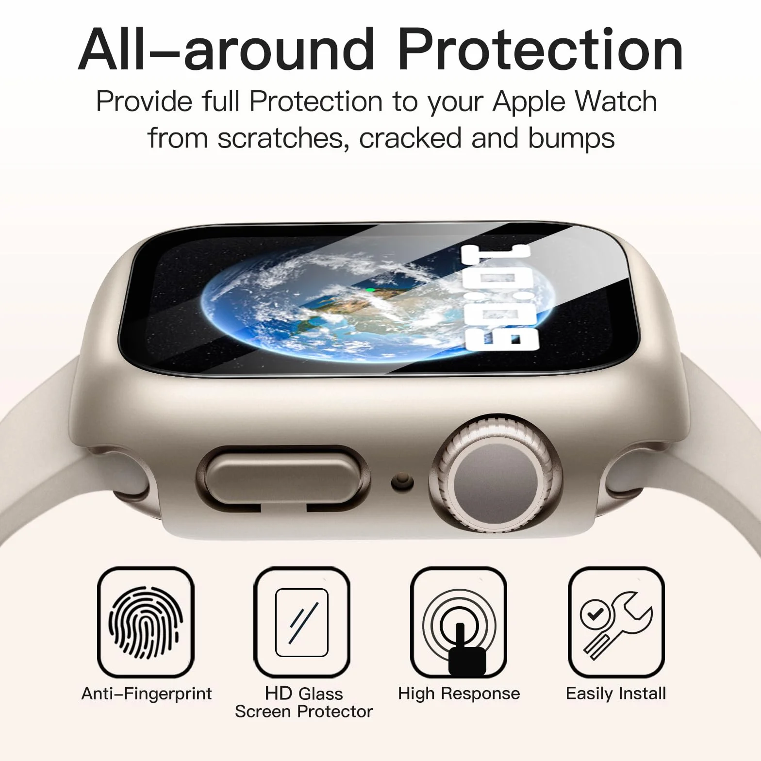 JETech Wodoodporna Etui z Szkłem Hartowanym dla Apple Watch SE 3/2/1 / Series 6 5 4 40mm, 2 Sztuki