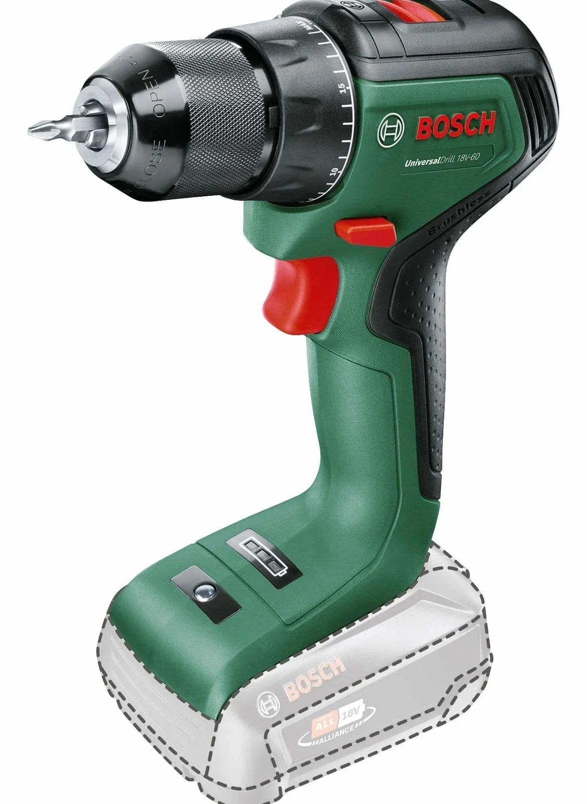 Bosch Home and Garden Universaldrill 18V-60 Wiertarka Akumulatorowa, Zielony/Czarny, 18 V