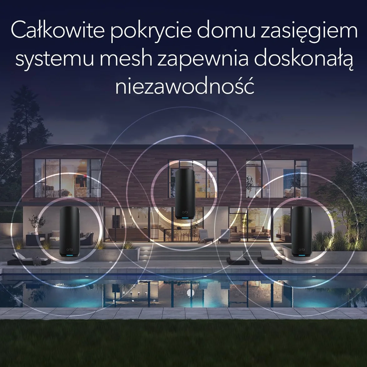 NETGEAR Orbi 870 Trójpasmowy system sieci mesh WiFi 7 (RBE873B) — router + 2 wzmacniacze satelitarne, funkcje zabezpieczeń, do 21 Gb/s, zasięg do 600 m2, 150 urządzeń, port internetowy 10 Gb/s, czarny