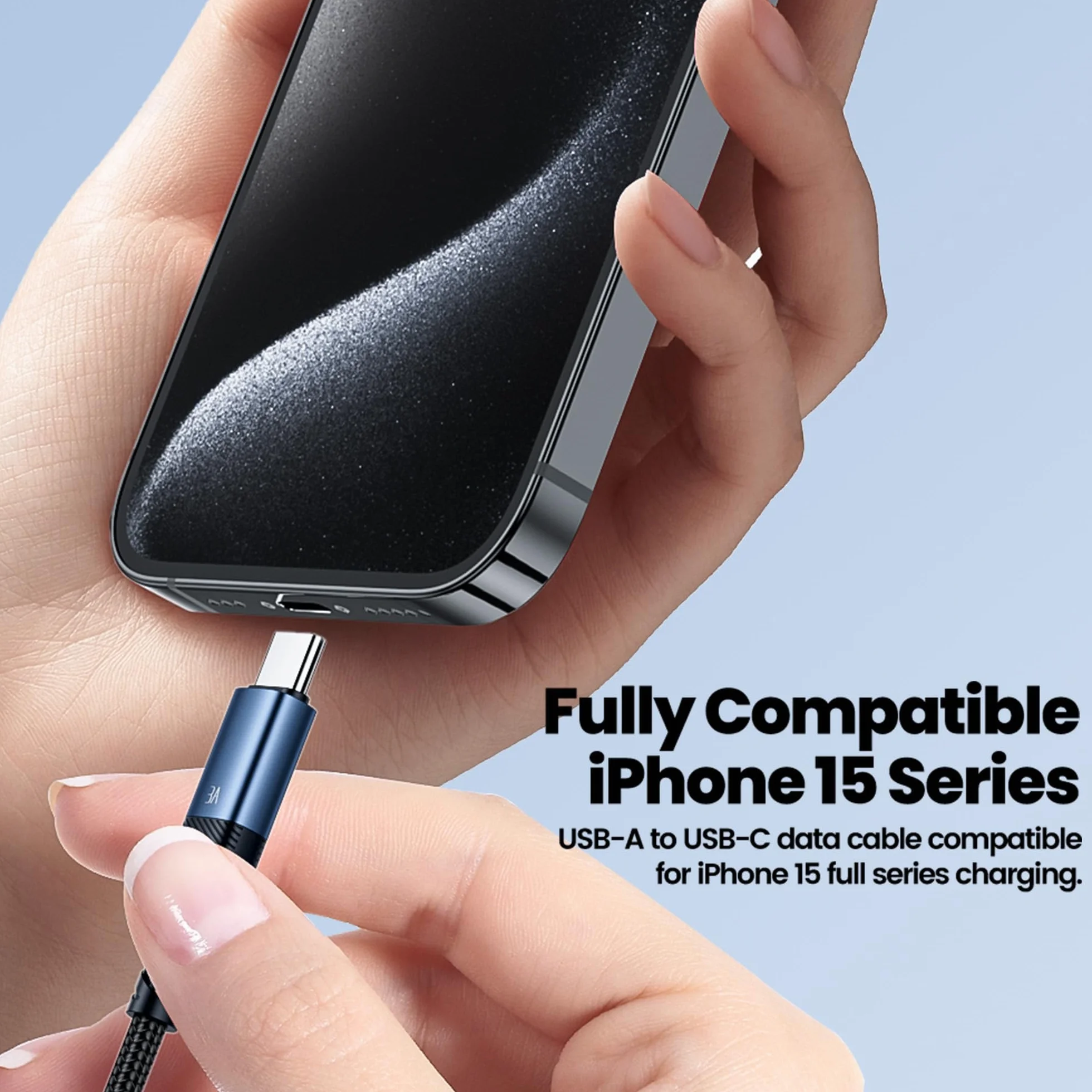 toocki Kabel USB C 3 A do szybkiego ładowania 2 m, 480 Mbit/s transmisja danych, USB-A na USB-C z inteligentnym chipem, kompatybilny z iPhone 15 / Samsung S23/S22/Huawei/Xiaomi – niebieski