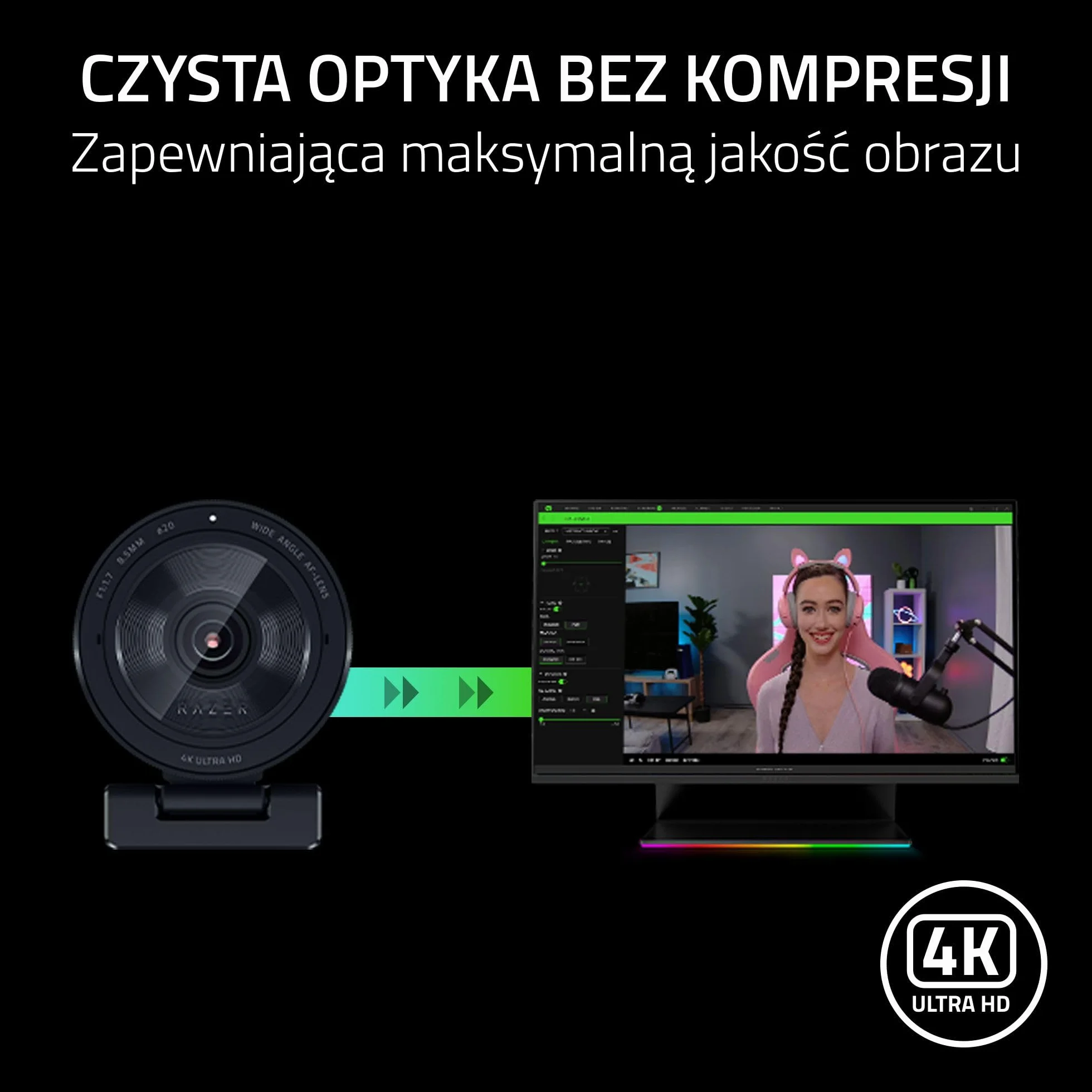 Razer Kiyo Pro Ultra kamera internetowa 4K UHDR autofokus AI czujnik 2,9 μm czarny