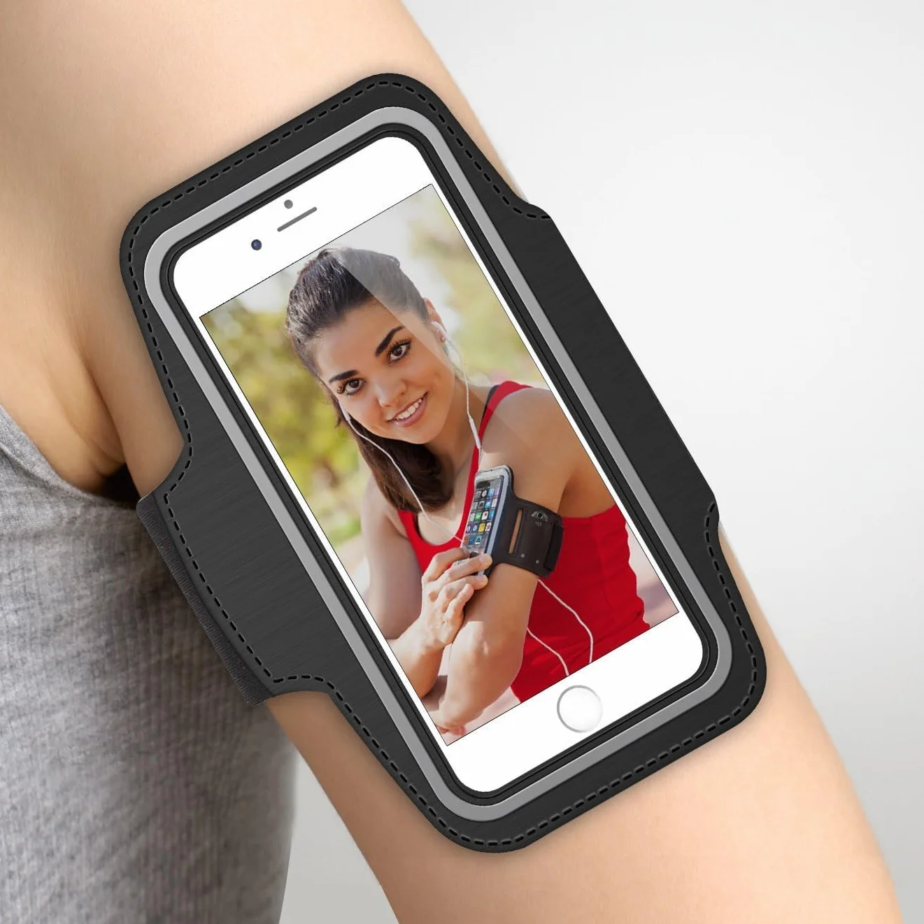 MMOBIEL Opaska sportowa kompatybilna z iPhone 17/17 Pro/16/16 Pro/15/15 Pro Max / 14/14 Pro Max / 13/13Pro/13 Pro Max / 12/12Pro/12 Pro Max / 11/11 Pro Max - 6,8" (czarna) Miękka rozciągliwa