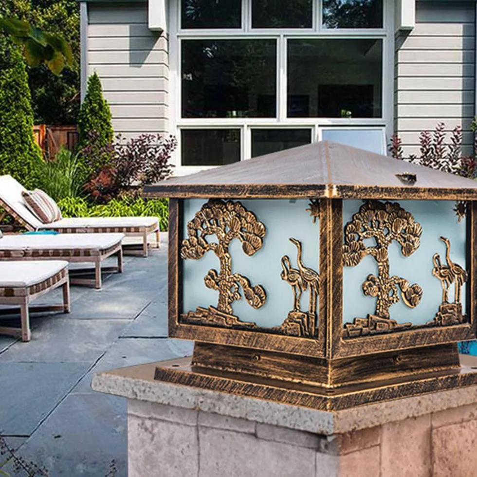 Lampy solarne, Wodoodporna Obudowa Aluminiowa I Szklana Lampa Kolumnowa Villa Garden Light(30cm)