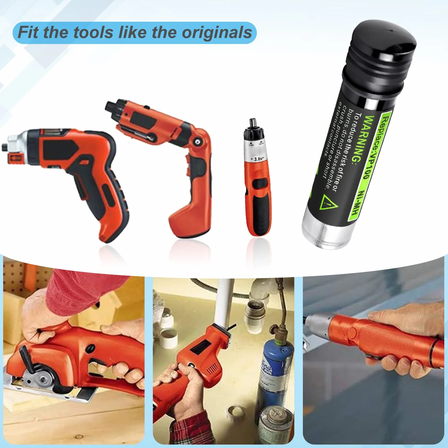 2 x iPrize 3,6 V 4800mAh akumulator zamienny do Black & Decker Versapak VP100 VP130 VP100C VP105 VP105C VP110 VP110C VP143 2 szt