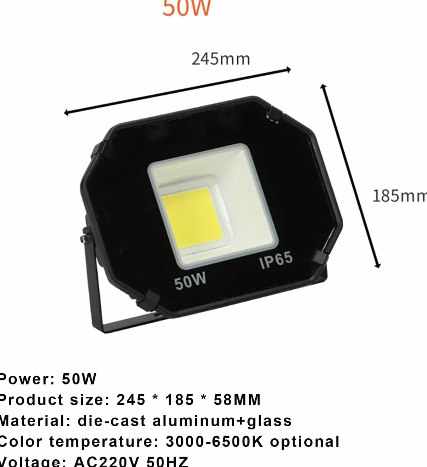 lampy solarne, Reflektor Super Bright Zimnobiały, zewnętrzny, IP65 do boisk sportowych, garażu, ogrodu i podwórka(50W)