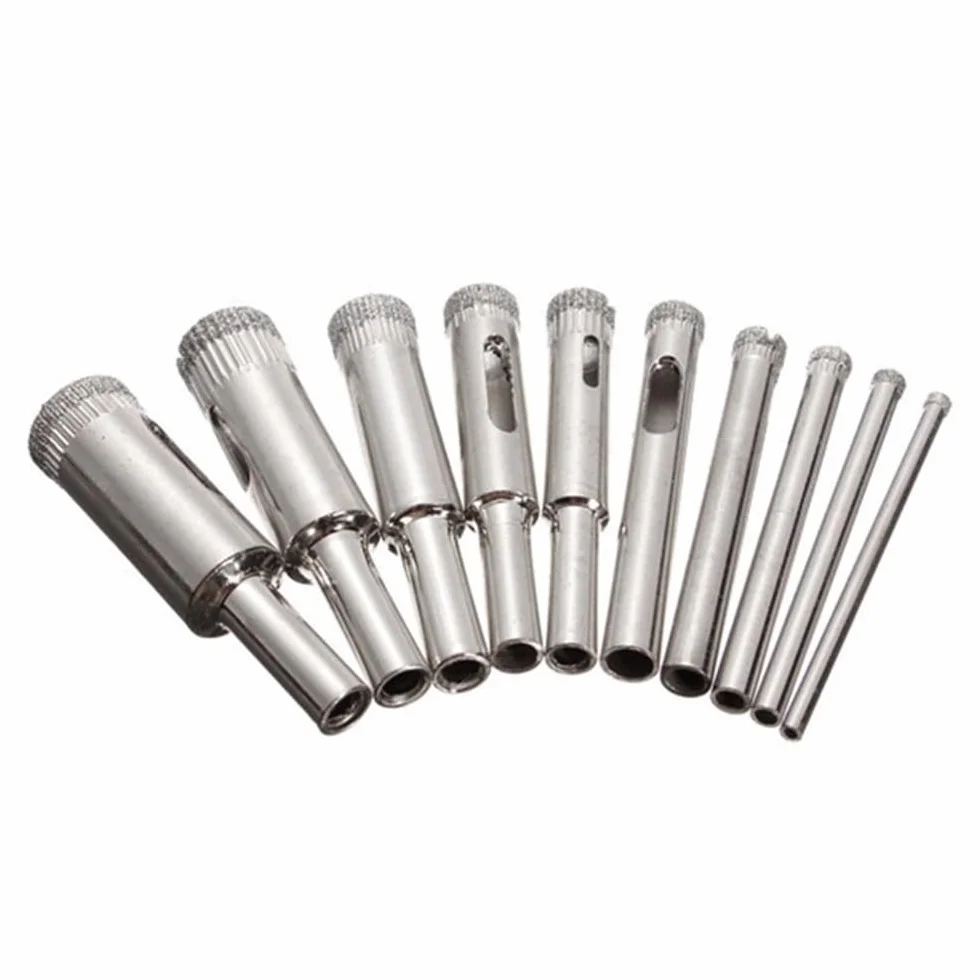 10/15/30 sztuk wiertło diamentowe szklana ceramiczna otwornica 3-50mm wiertła do płytek marmurowych szklana ceramika do elektronarzędzi, nr 1 zestaw 10 sztuk, okrągły