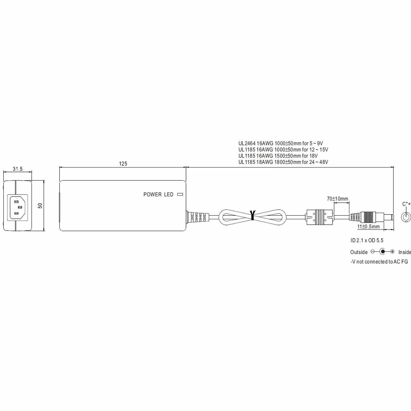 MEAN WELL GST60A12-P1J zasilacz 12 V DC 5 A 60 W