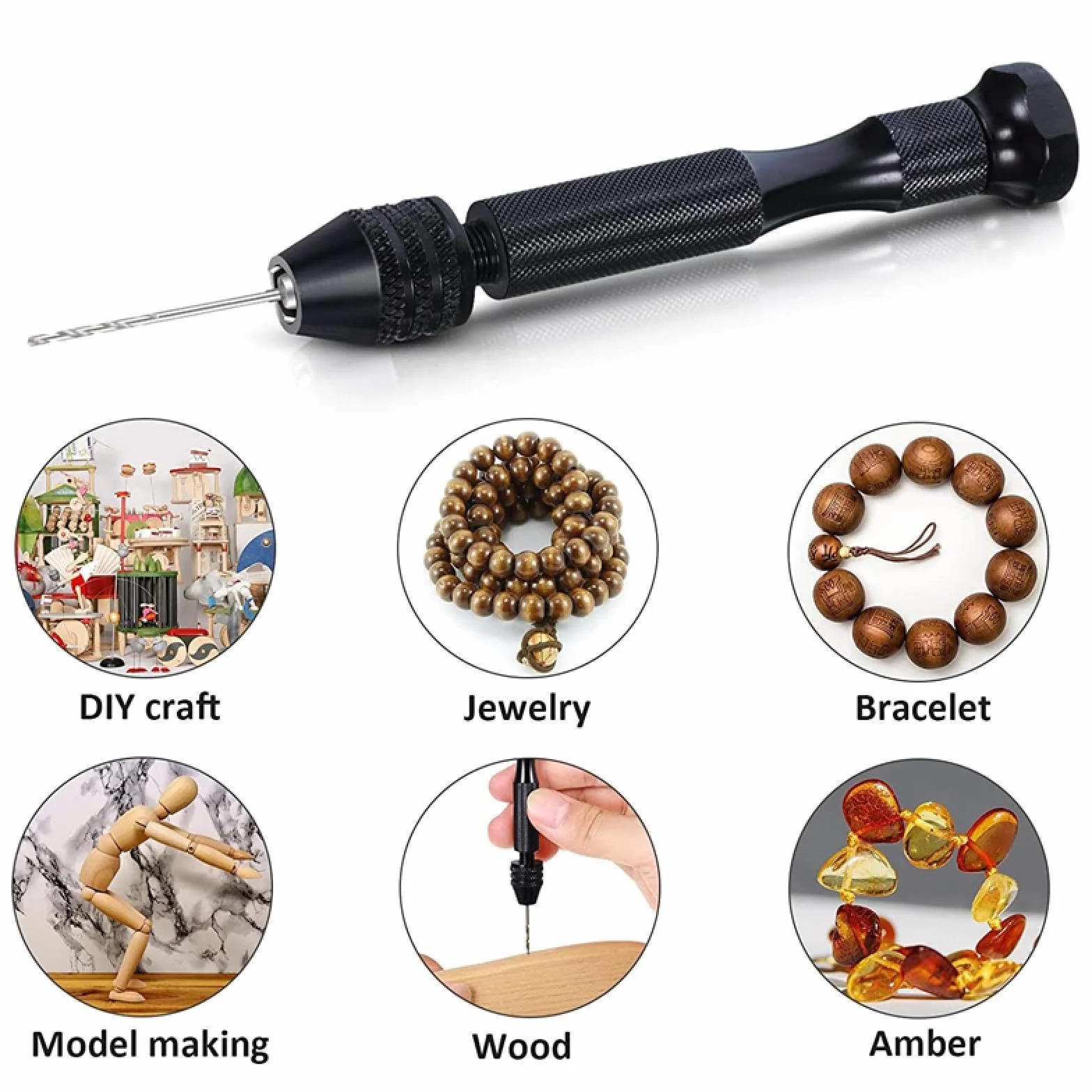 Zestaw wierteł ręcznych Micro Mini Pin Vise Twist Bit do majsterkowania, rzeźbienia w żywicy, polimerowej glinie i tworzeniu biżuterii z tworzyw sztucznych (zestaw wierteł ręcznych 61 szt.)