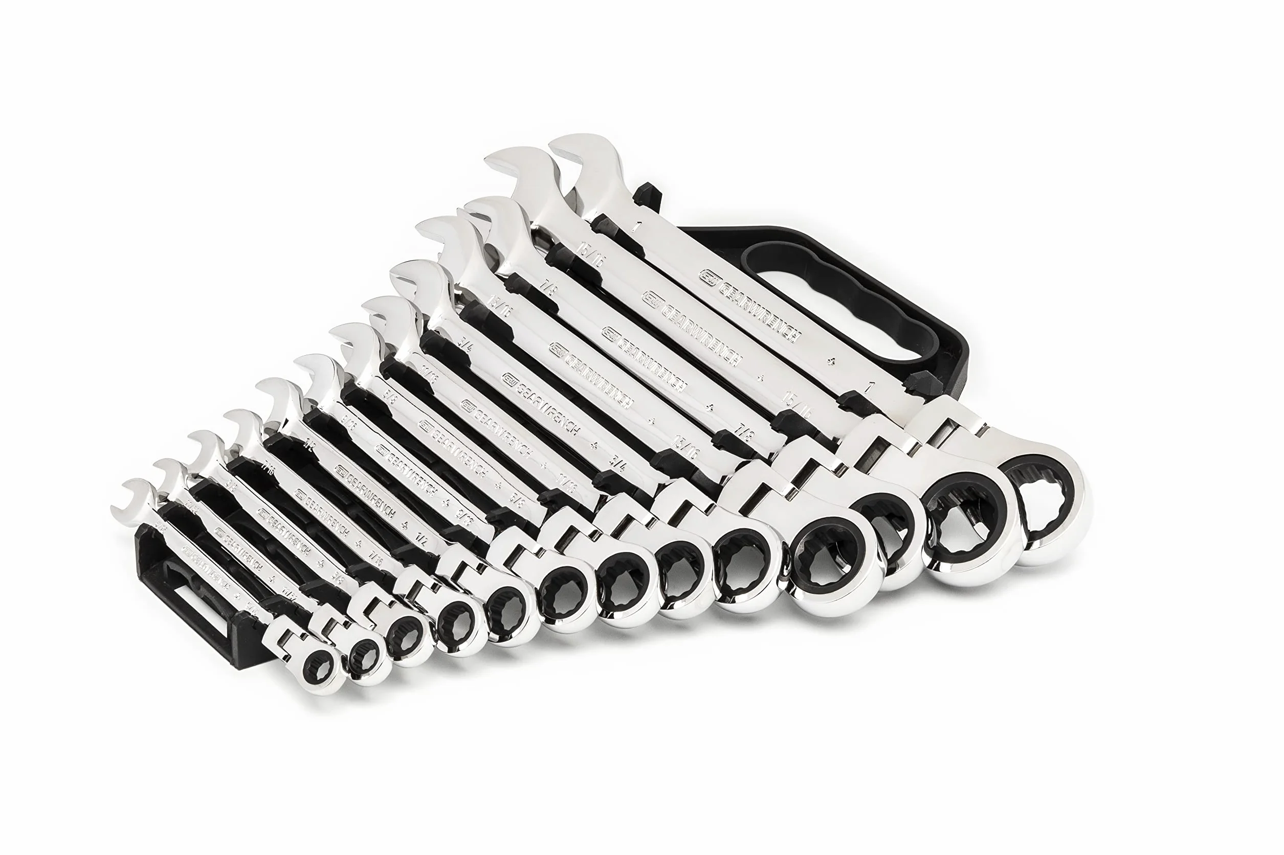 GearWrench 13 szt. 12-częściowy zestaw kluczy płasko-oczkowych z grzechotką, SAE - 9702D