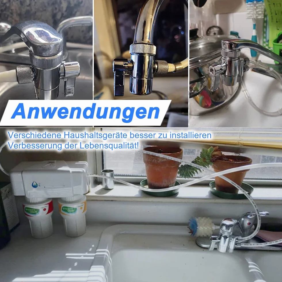 1-drożny 1/4 cala OD chromowany zawór przełączający do blatu roboczego, filtr wody, filtr odwróconej osmozy, adapter do węża
