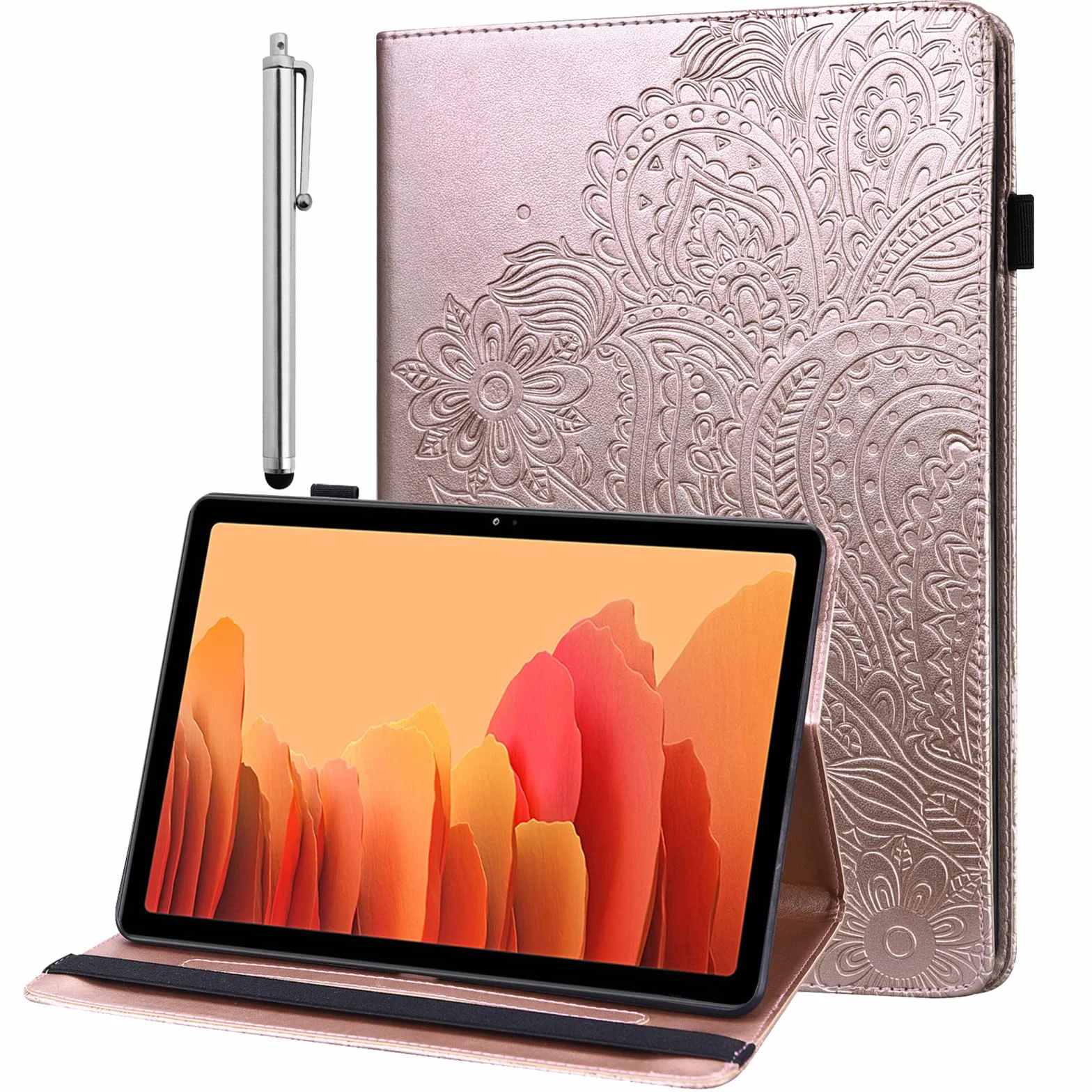 Etui Huawei MediaPad T3 10 9,6 cala Flip Cover skóra PU z folią ochronną i rysikiem różowe złoto