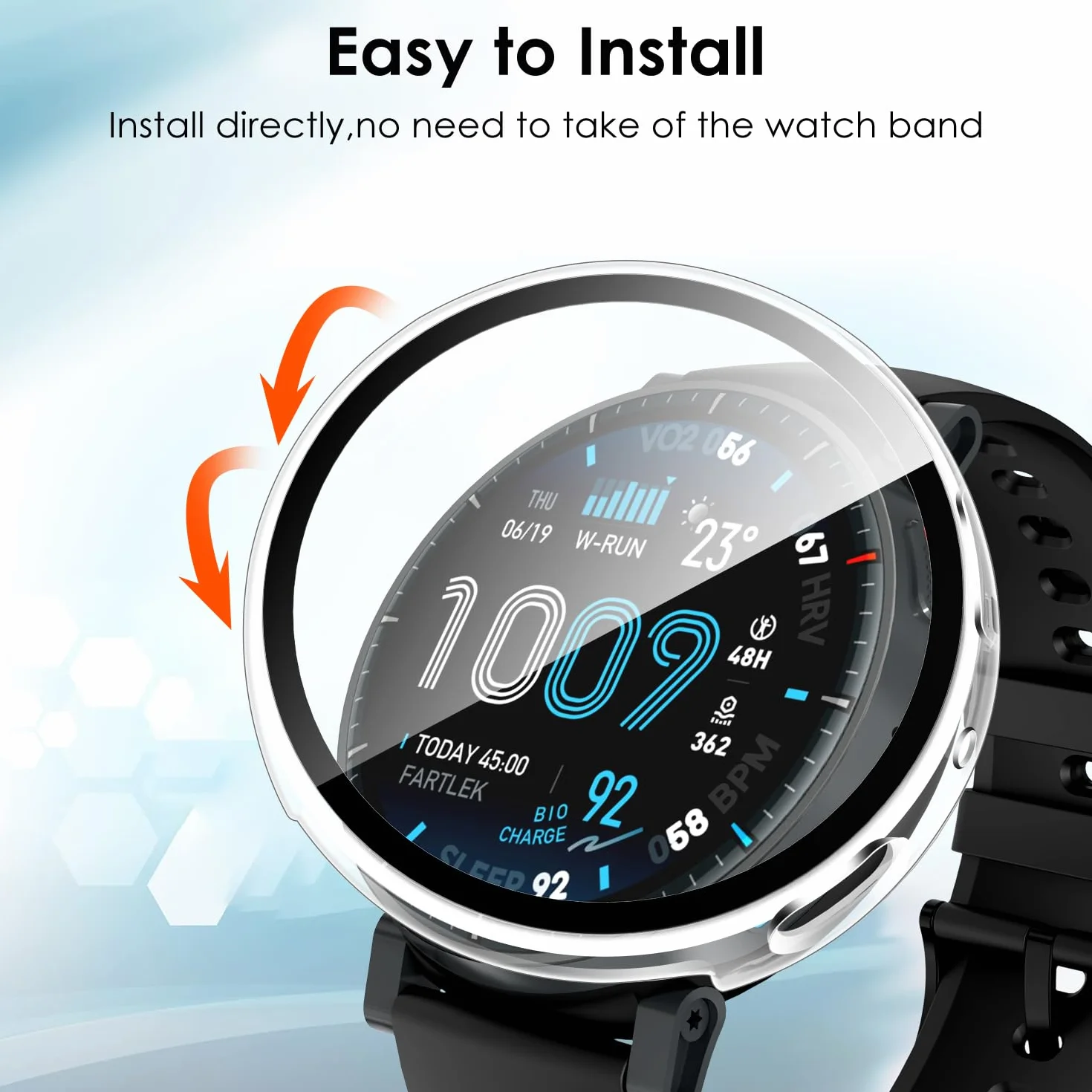 iVoler 3 sztuki etui ze szkła hartowanego do Amazfit Active Max, pełne pokrycie, odporna na wstrząsy osłona ekranu, smukły twardy zderzak