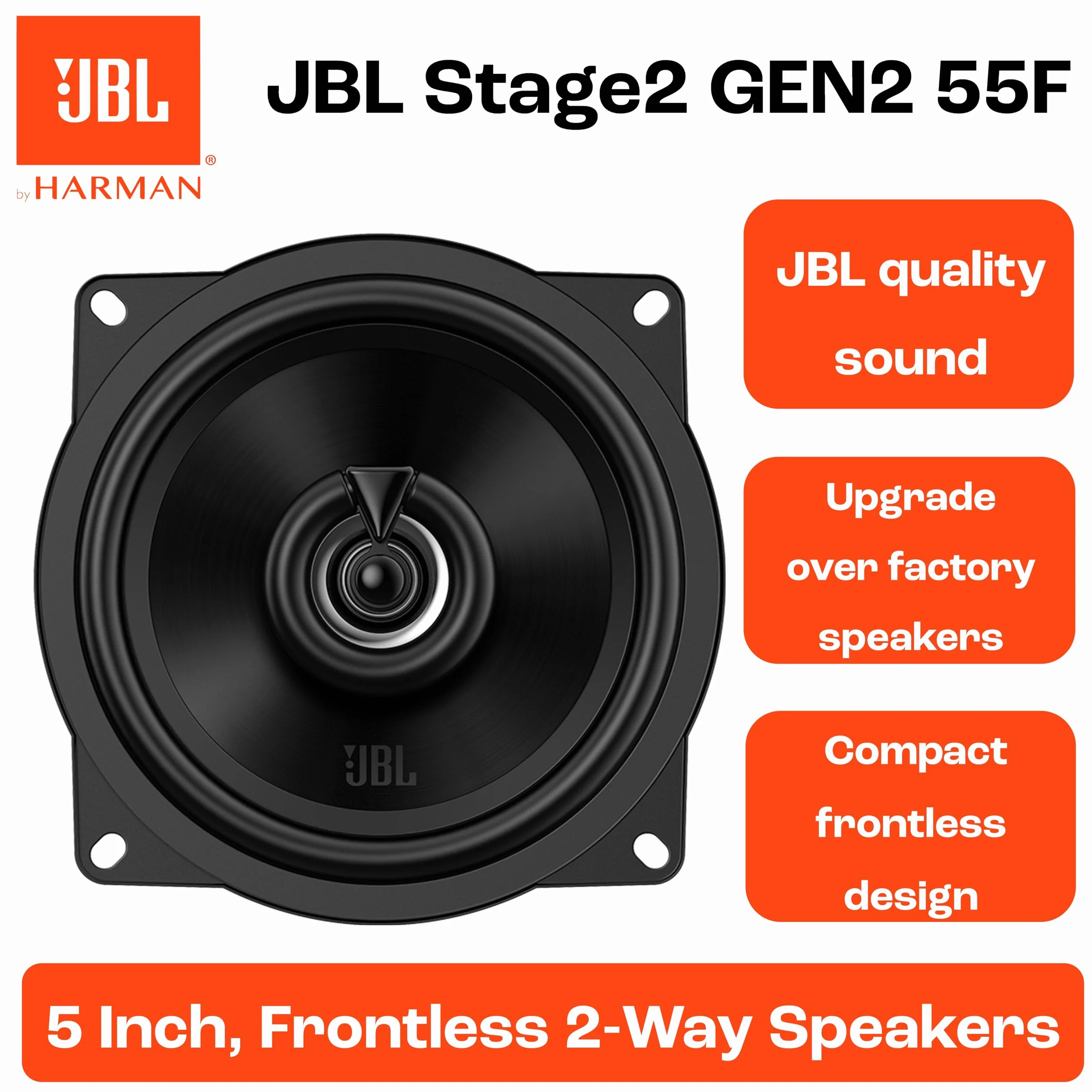 JBL Stage2 GEN2 55F 5,25 cala 130 mm 2-drożne koncentryczne głośniki samochodowe 50 W RMS 220 W szczytowy para
