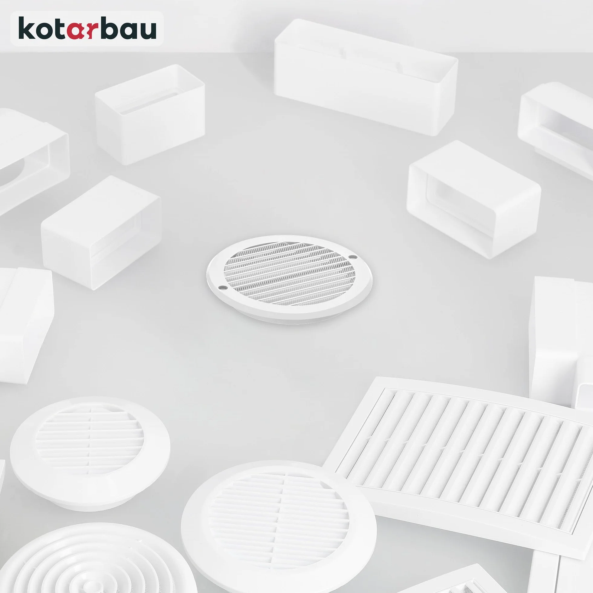 KOTARBAU® Okrągła Kratka Wentylacyjna - 160 MM - Wentylacja z Siatką - Plastikowa - Biała