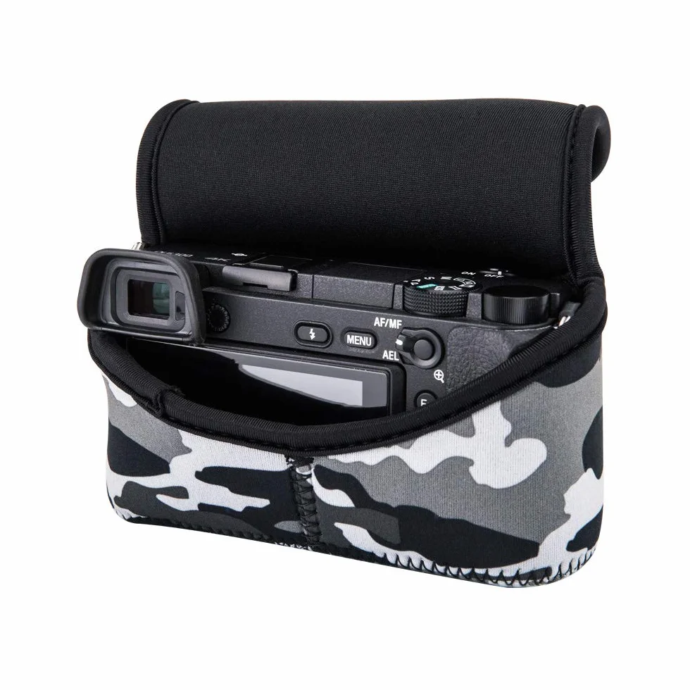 Ultralekki neoprenowy futerał na aparat torba do przechowywania DSLR pokrowiec ochraniacz do Sony A6600 A6500 A6100 A6300 A6400 A5100 NEX-5N +55-210 mm obiektyw Fujifilm X-T30 X-T20 X-T10 Olympus