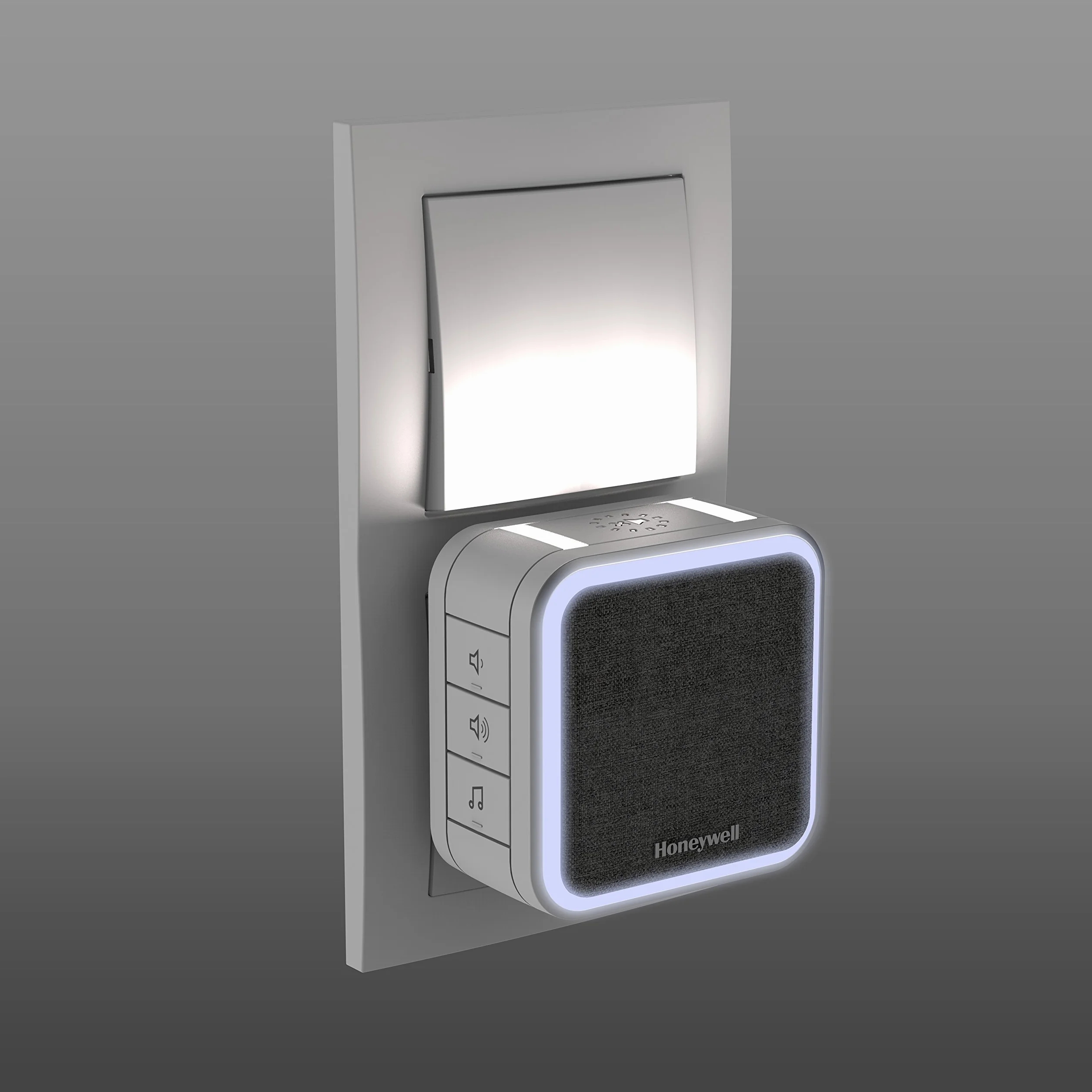 Honeywell Home DC515SP2 Serie 5 kompaktowy dzwonek LED z przyciskiem dzwonka, biały/szary