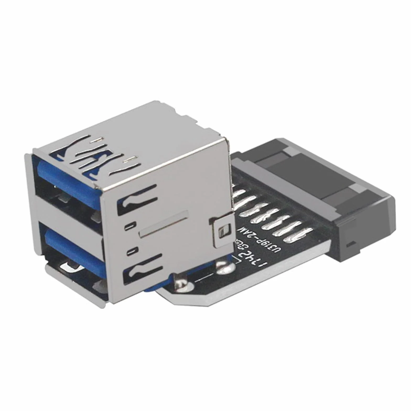 WLGQ Dwuportowy adapter USB 3.0 – 19/20 PIN na podwójny USB 3.0 żeński nagłówek do rozszerzenia płyty głównej PC (A)