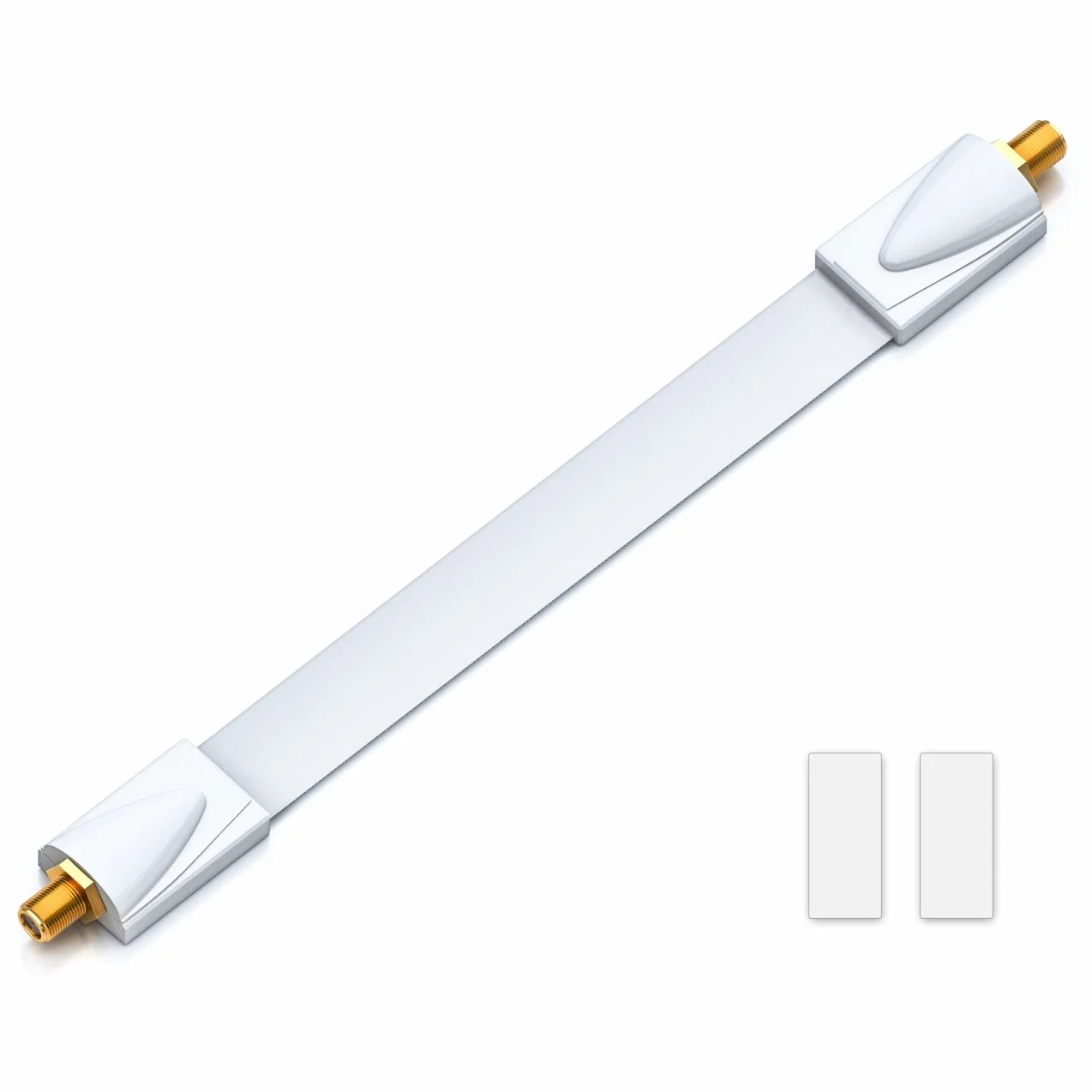 deleyCON 1x przepust okienny kabel satelitarny 21cm elastyczny łącznik o długości 30cm okna i drzwi pozłacane wyjątkowo płaskie ekranowane podkładki samoprzylepne - biały