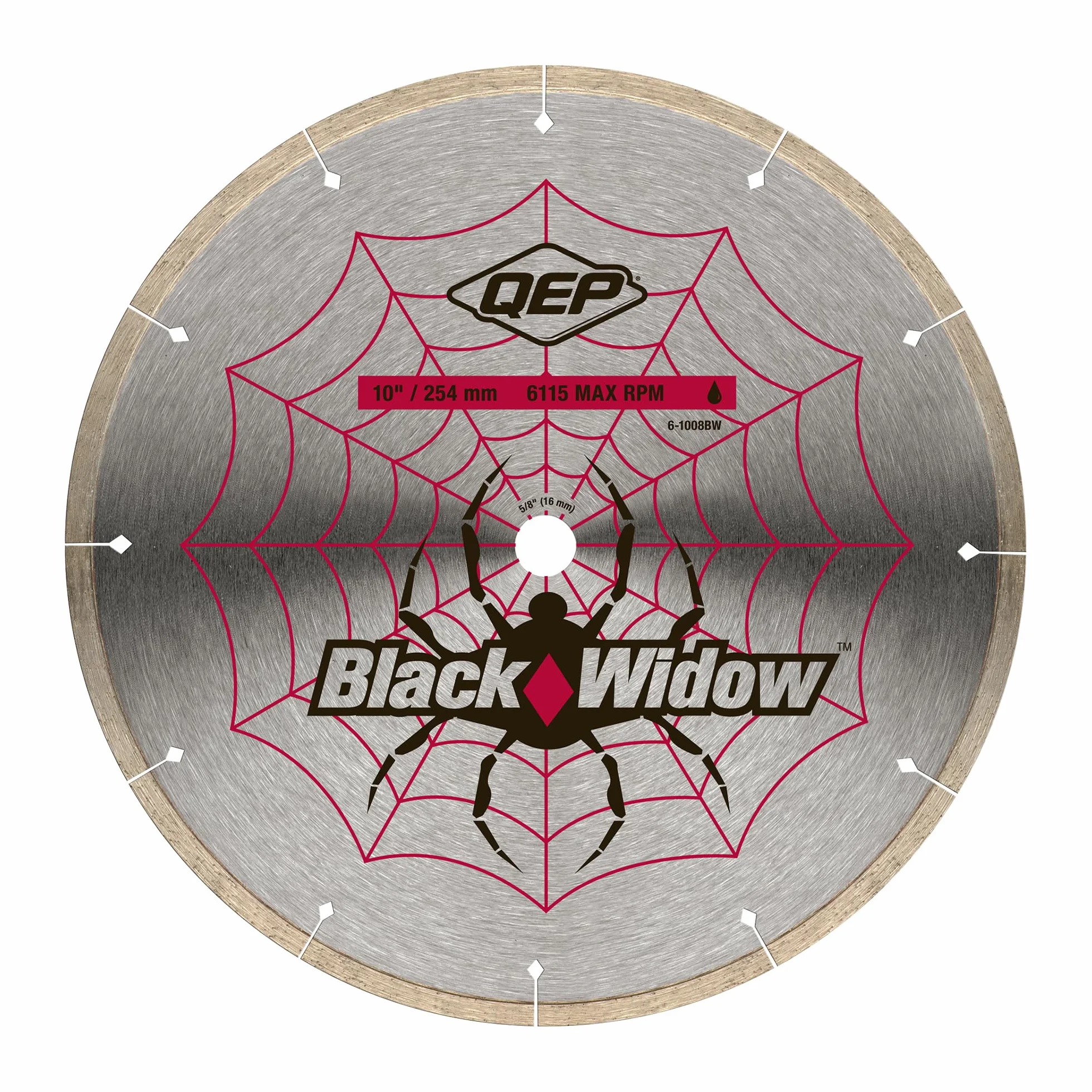 QEP 6-1008BW 25,4 cm czarna wdowowa mikrosegmentowa krawędź diamentowa ostrza, 15 cm altana, cięcie na mokro, maks. 6115 obr./min