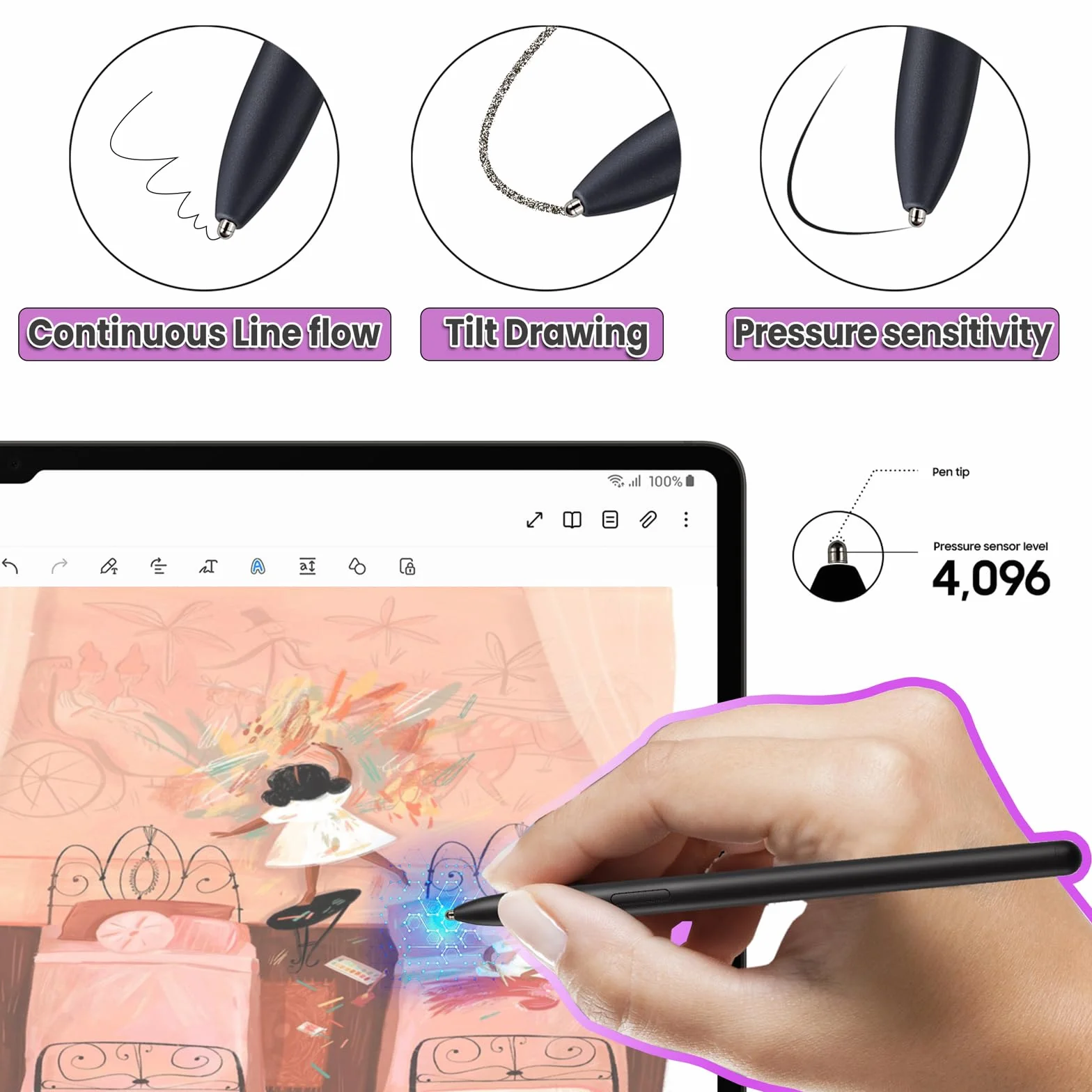 2-pak końcówek ze stopu tytanu do Samsung Galaxy Tab S9 S7 S8 S22 S23 Ultra rysik