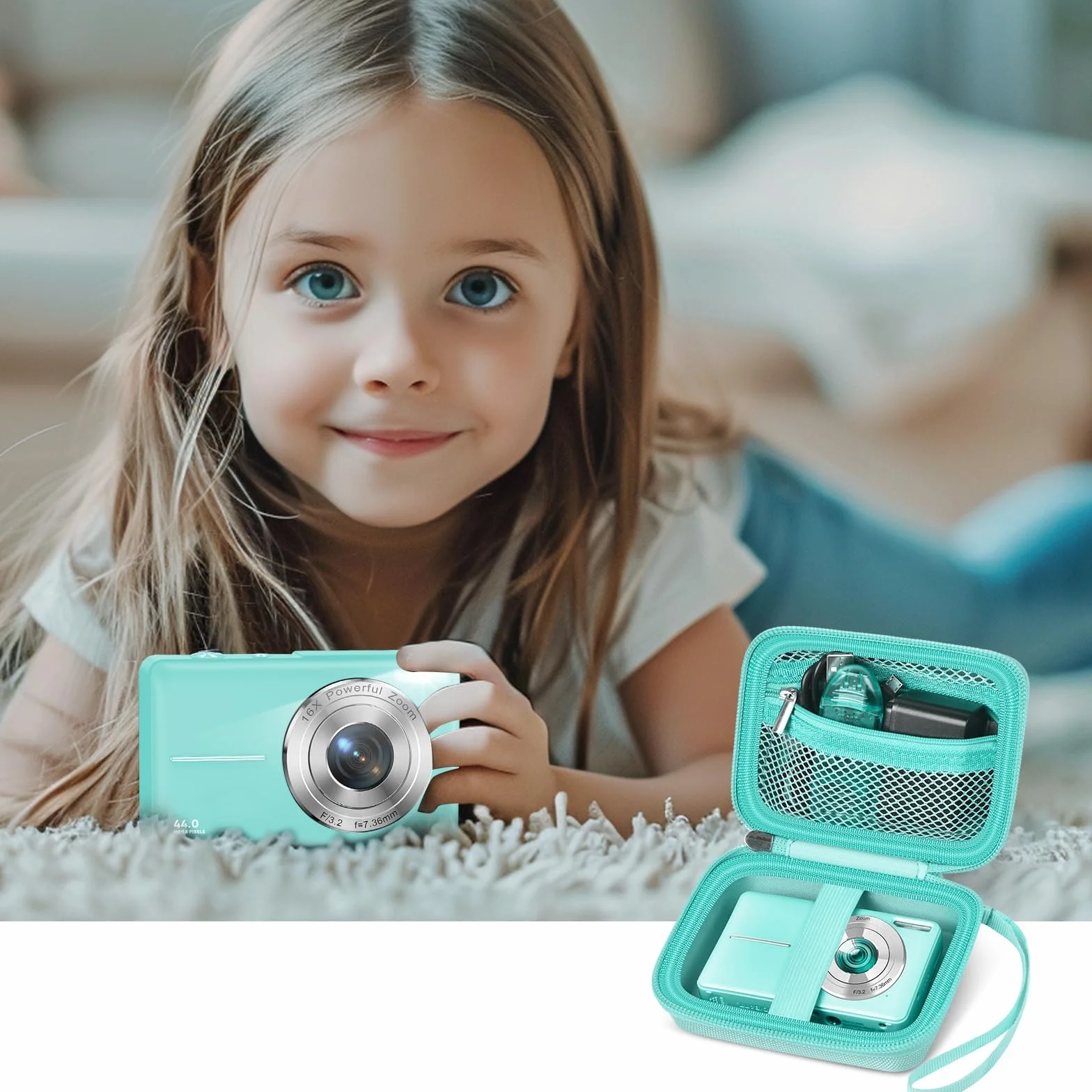 casmilee Torba na aparat cyfrowy dla ROQIOO/CAMKORY/SIXTARY/VAHOIALD/Sevenat/FlyFrost: kompaktowy aparat fotograficzny FHD 1080P 36MP z 2,4" ekranem LCD - aparaty cyfrowe dla dzieci, mała skrzynka do
