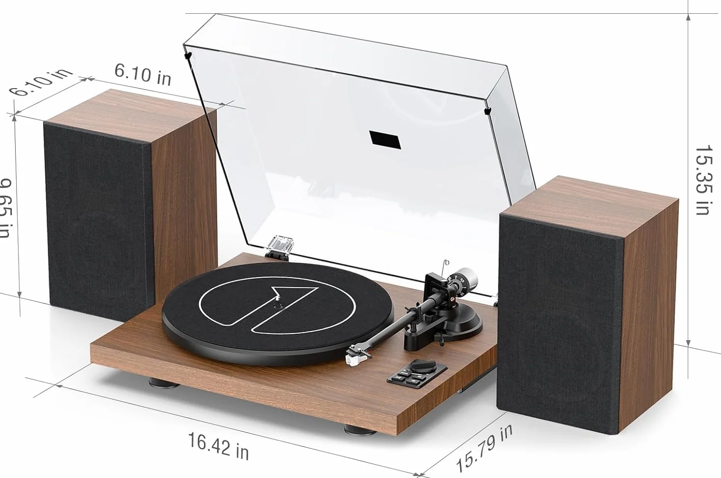 1 BY ONE Gramofon Bluetooth HiFi System MM 33/45 obr./min z USB, Napęd paskowy, Automatyczne zatrzymanie