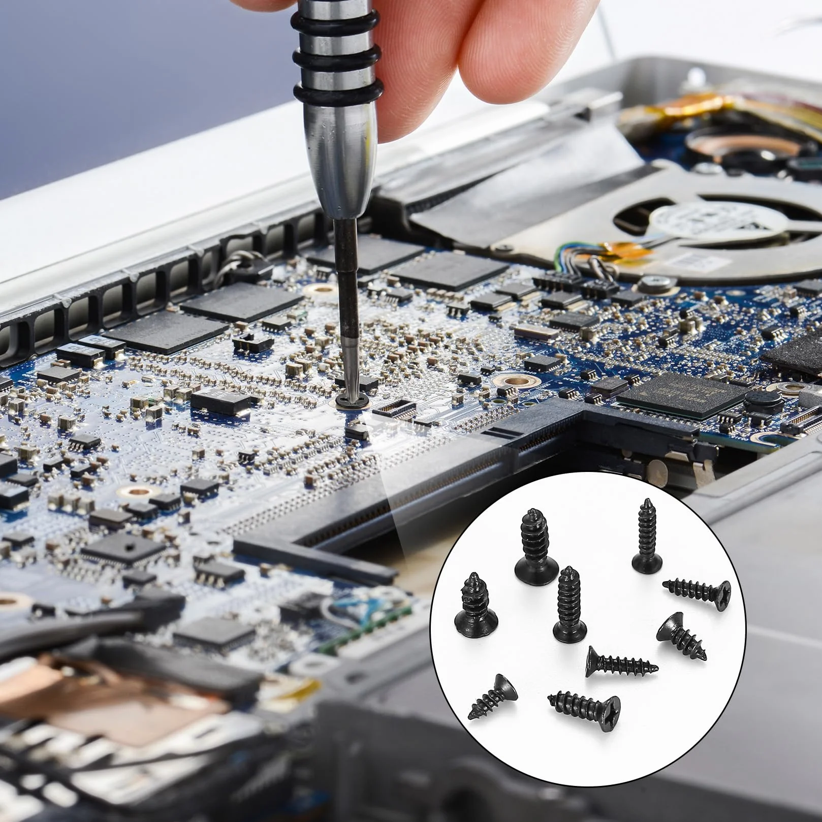1080 sztuk małych wkrętów samogwintujących M2/M2.5/M3, 6 mm/8 mm/10 mm, z łbem płaskim, krzyżakowym, do blachy, zestaw do urządzeń biurowych, mebli drewnianych, czarne, 1080 szt