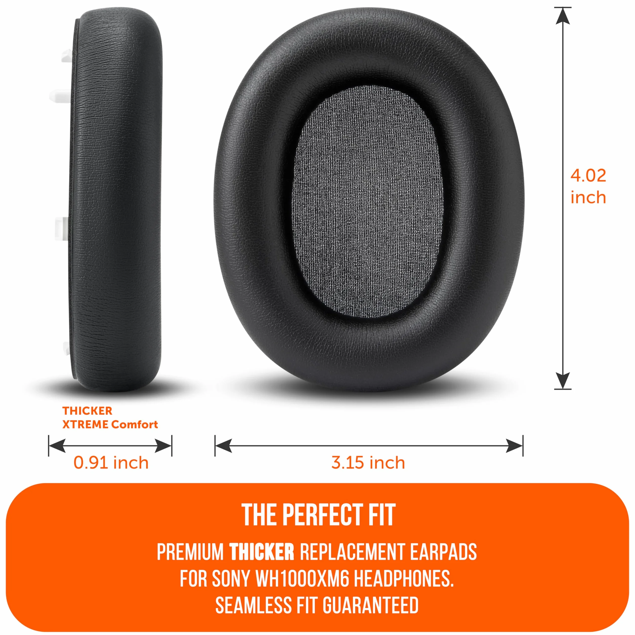 WC PadZ XM6 XL – bardzo duże wymienne nauszniki kompatybilne ze słuchawkami Sony WH-1000XM6 firmy Wicked Cushions | Większy otwór na ucho, lepszy komfort i izolacja dźwięku | Black