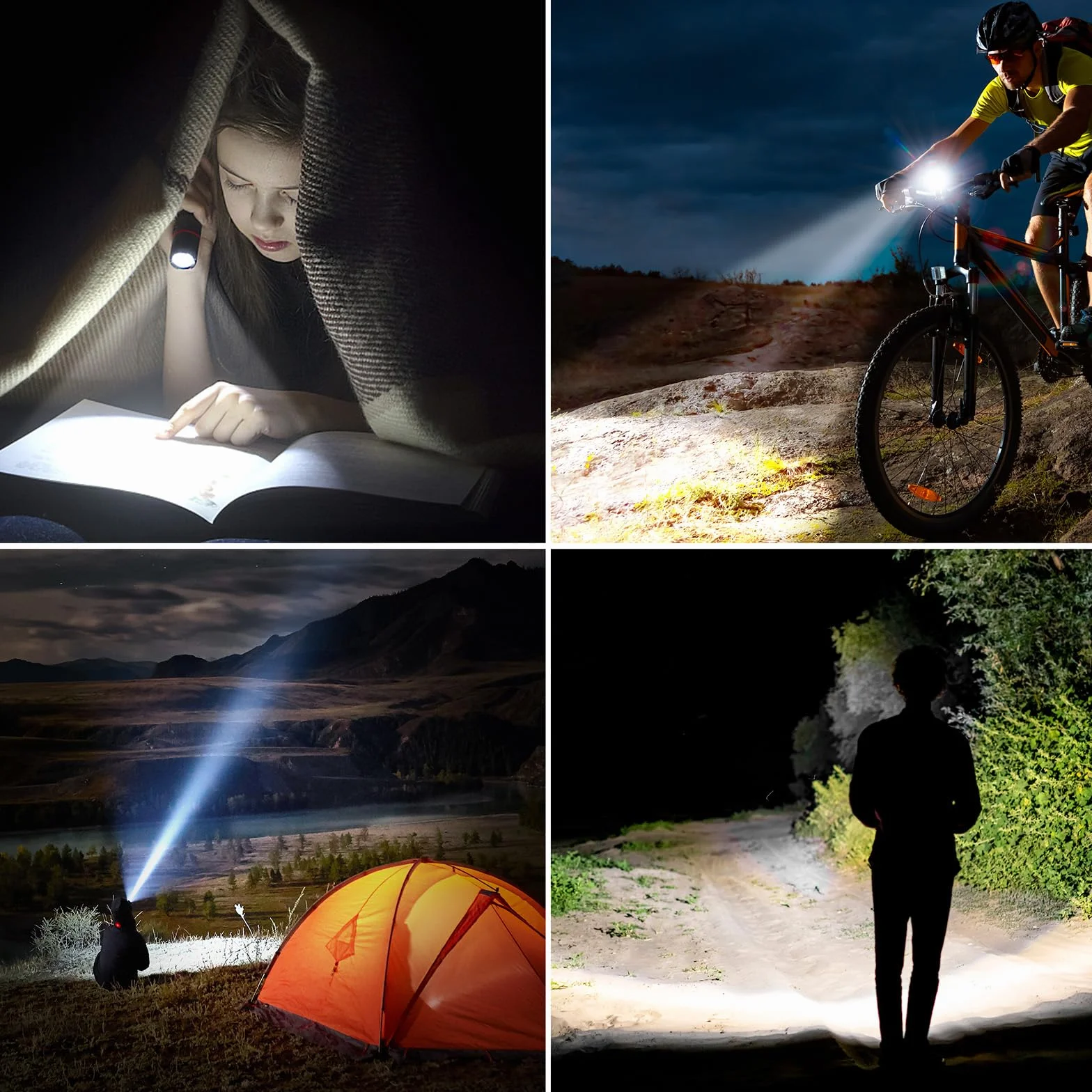 Blukar LED Latarka Ładowalna, Super Jasna Latarka z Regulowanym Ogniskowaniem, Wodoodporna, 4 Tryby Oświetlenia do Sytuacje Awaryjne, Camping, Wędrówki