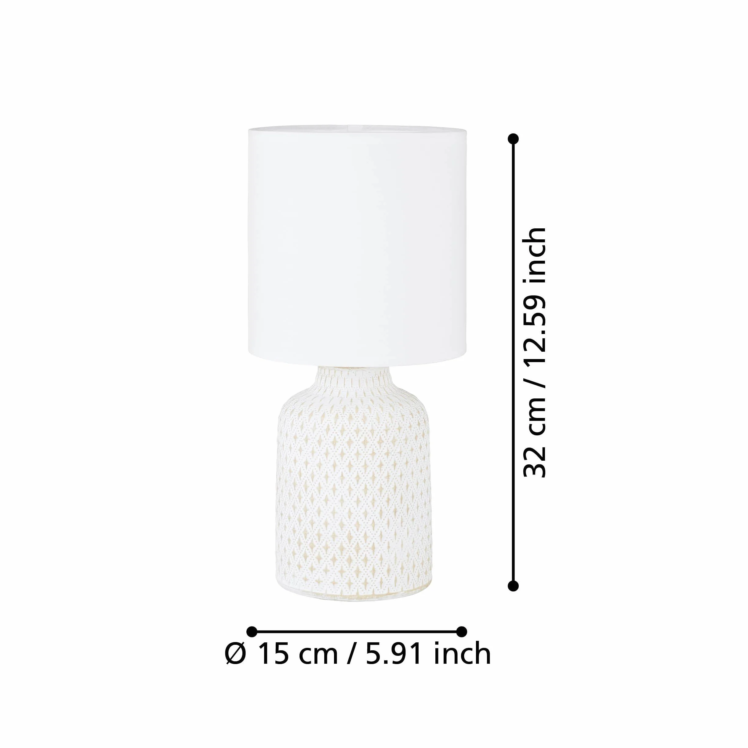 EGLO lampa stołowa Bellariva | oprawa lampka nocna z ceramiki w kolorze kremowym tkanina białym światło do salonu światło przełącznikiem E14